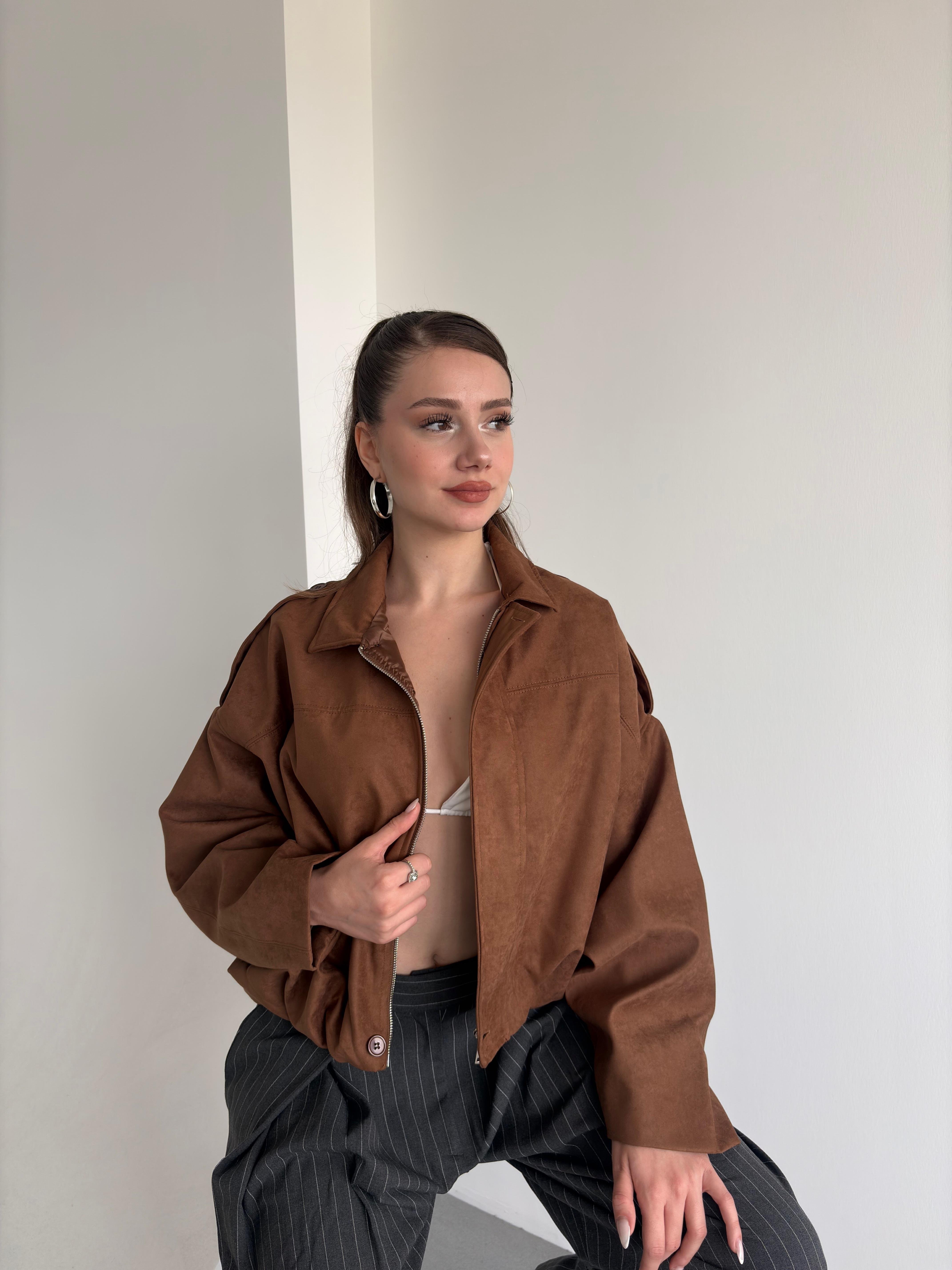 Süet Oversize Bomber 