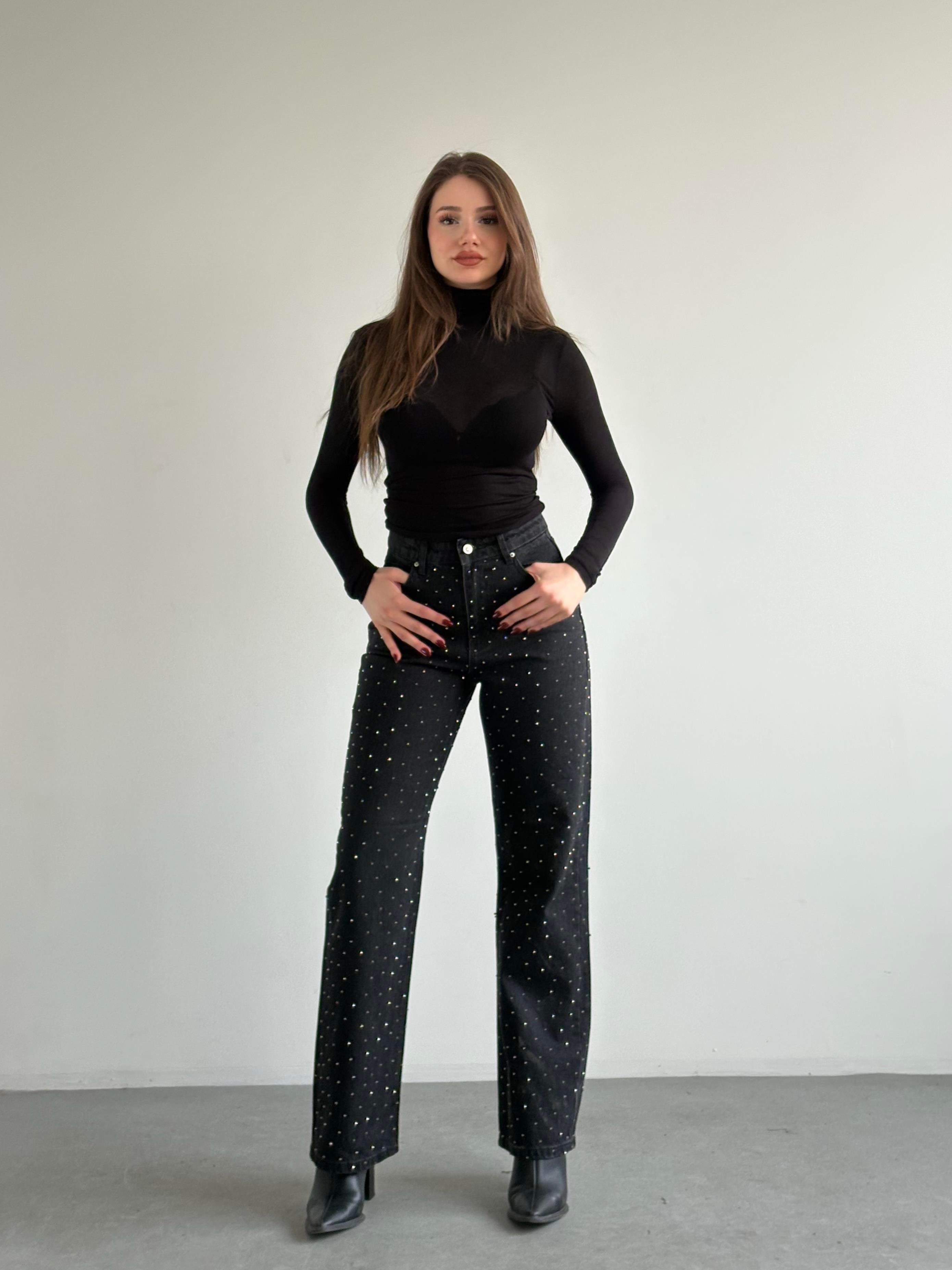 Taşlı Wide Leg Jean