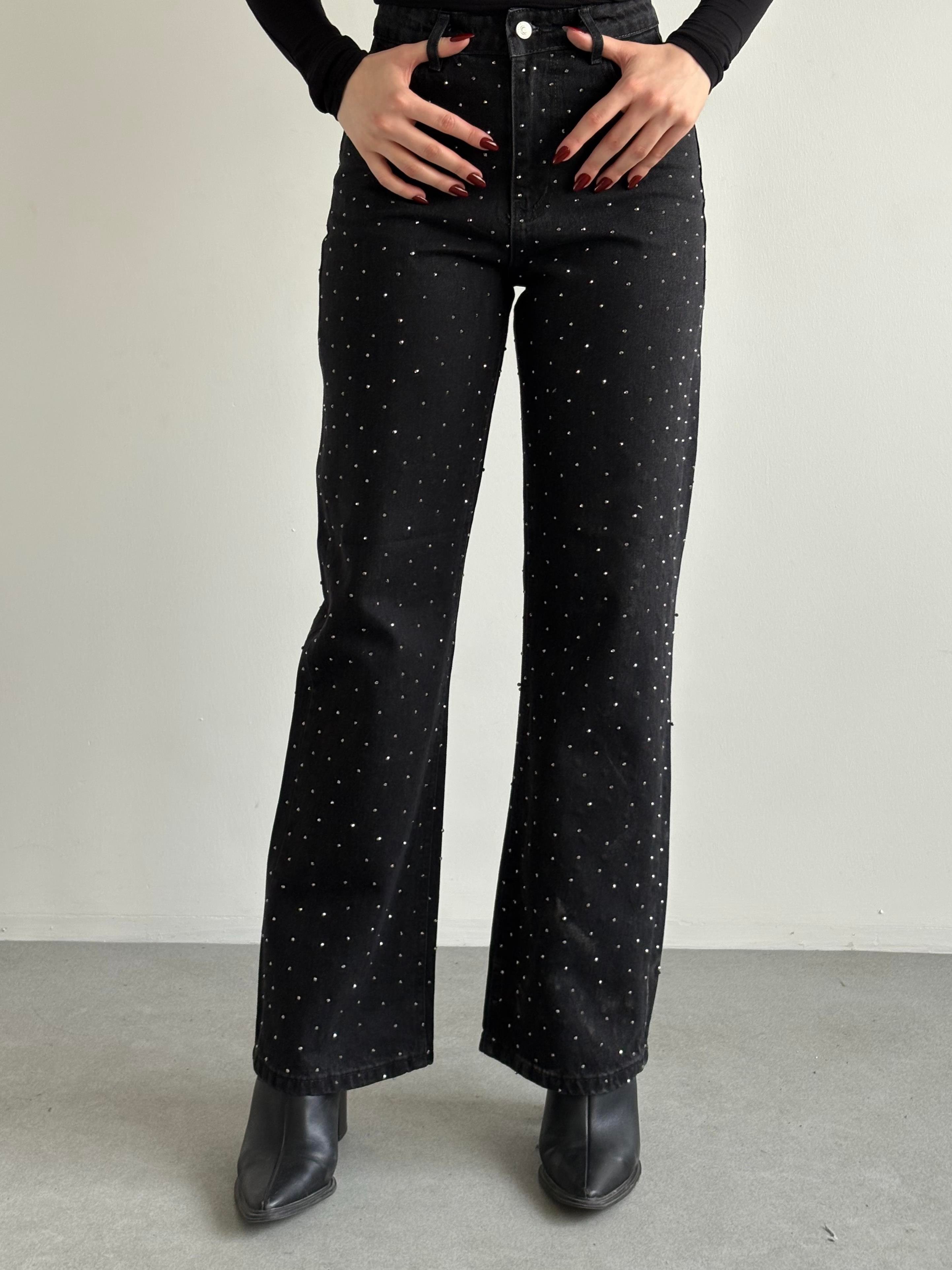 Taşlı Wide Leg Jean
