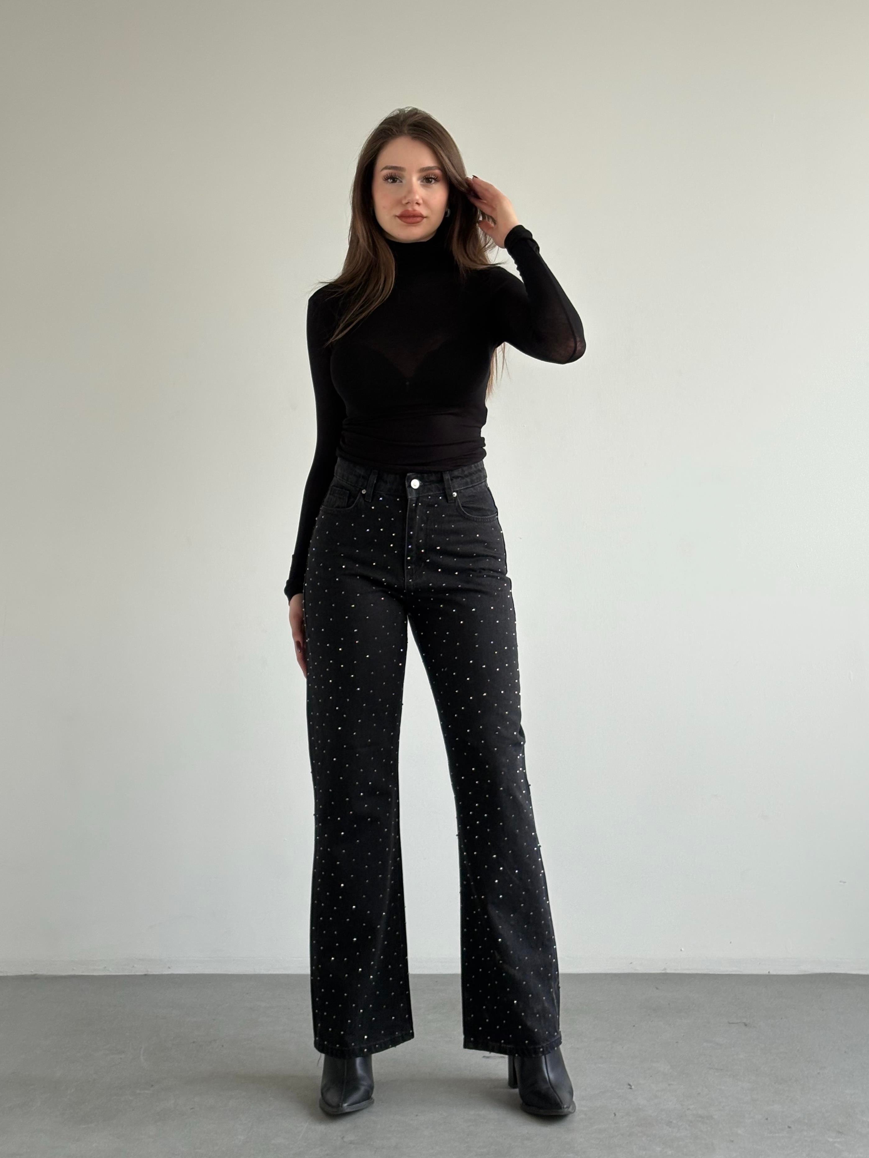 Taşlı Wide Leg Jean