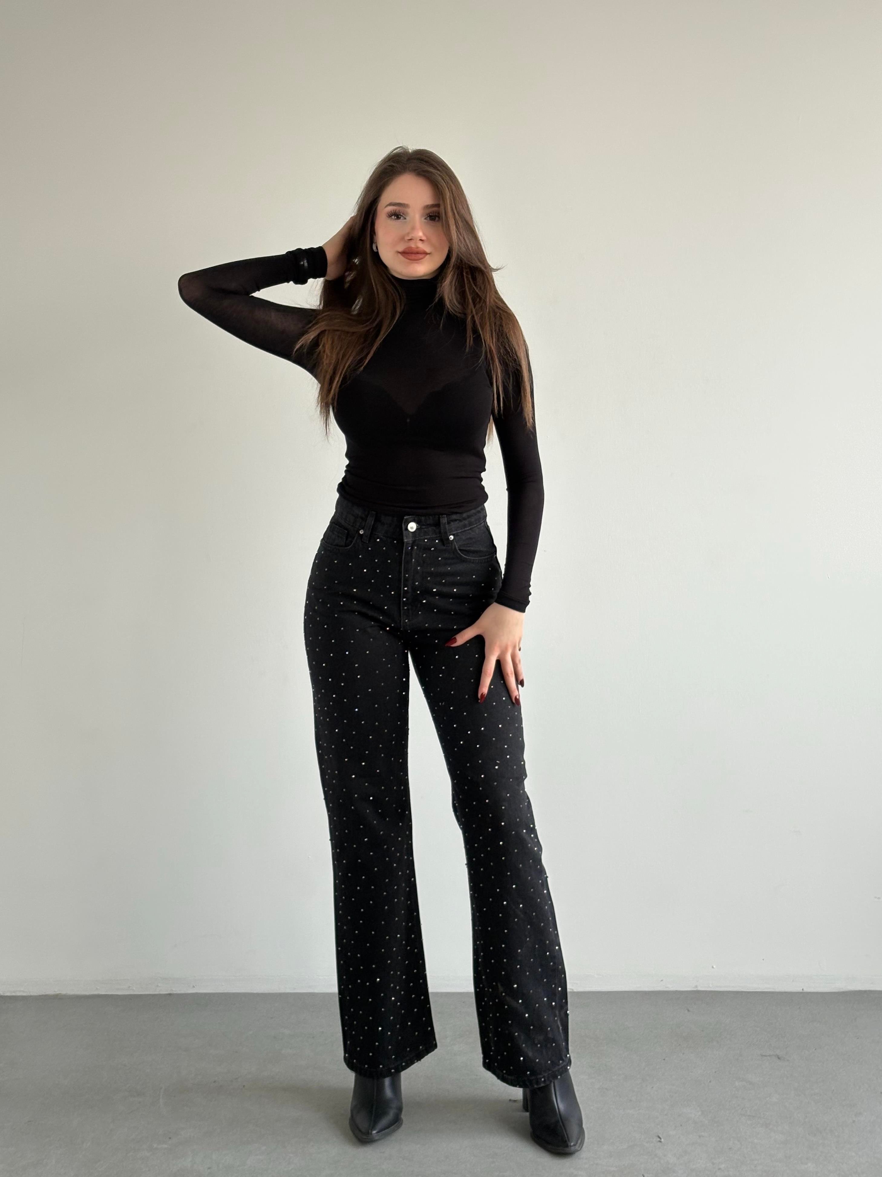 Taşlı Wide Leg Jean