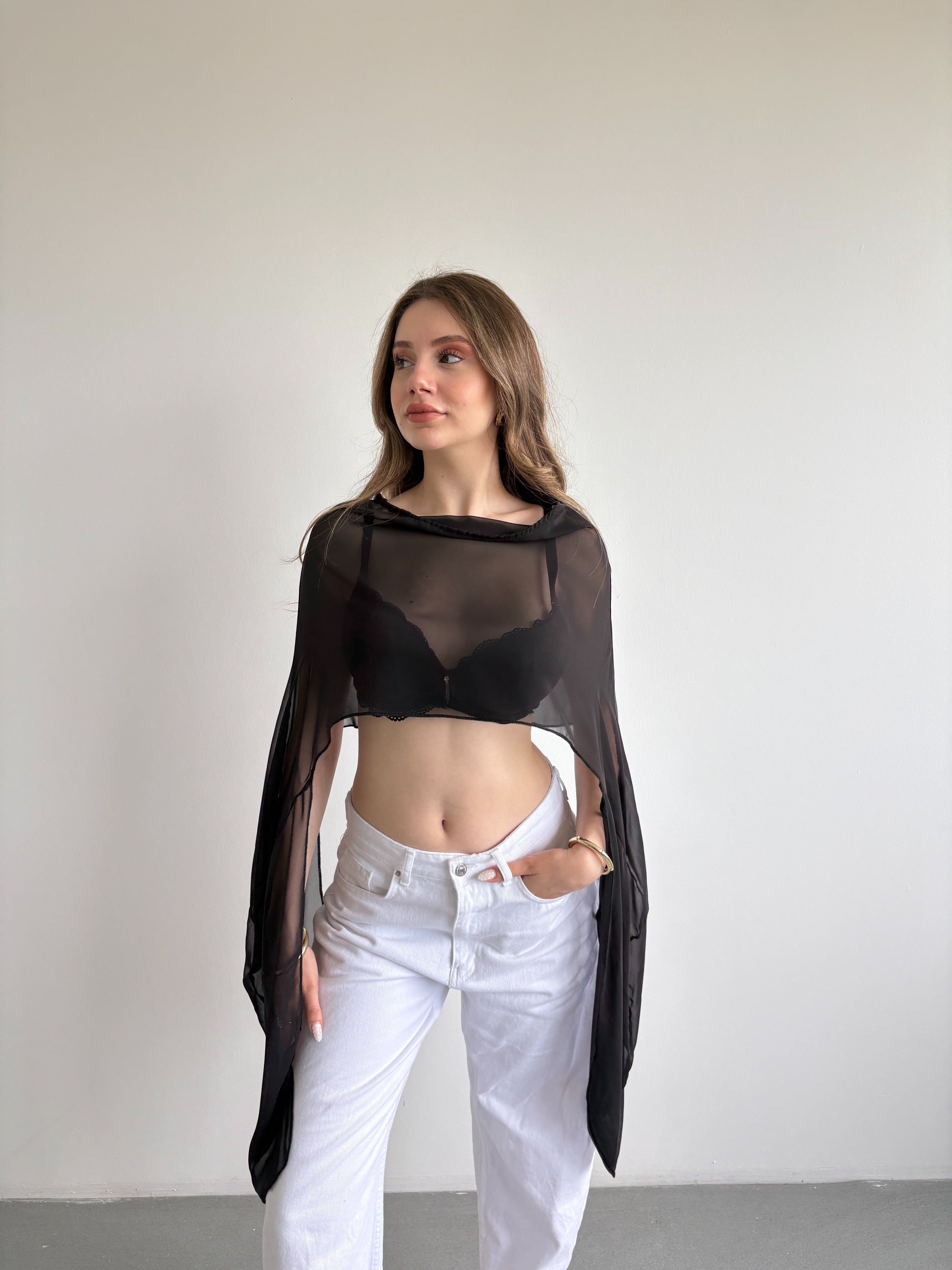 Transparan Asimetrik Crop