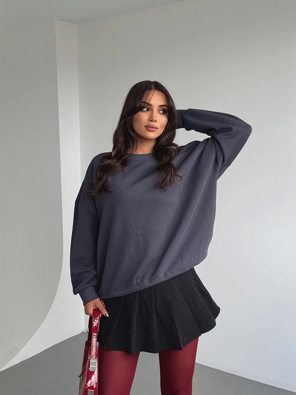 Üç İplik Şardonlu Basic Sweat