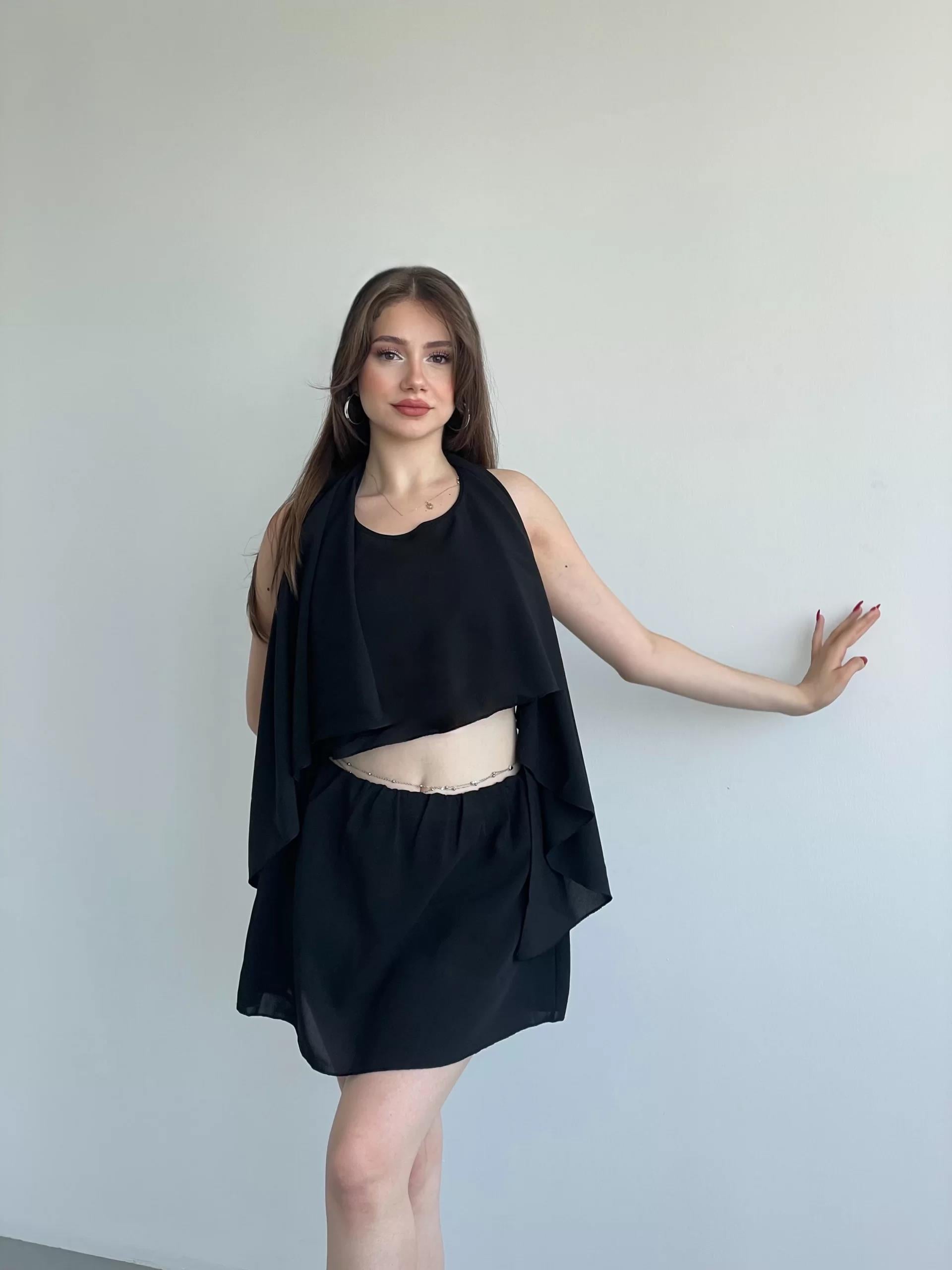 Üçlü Şifon Etek Takım