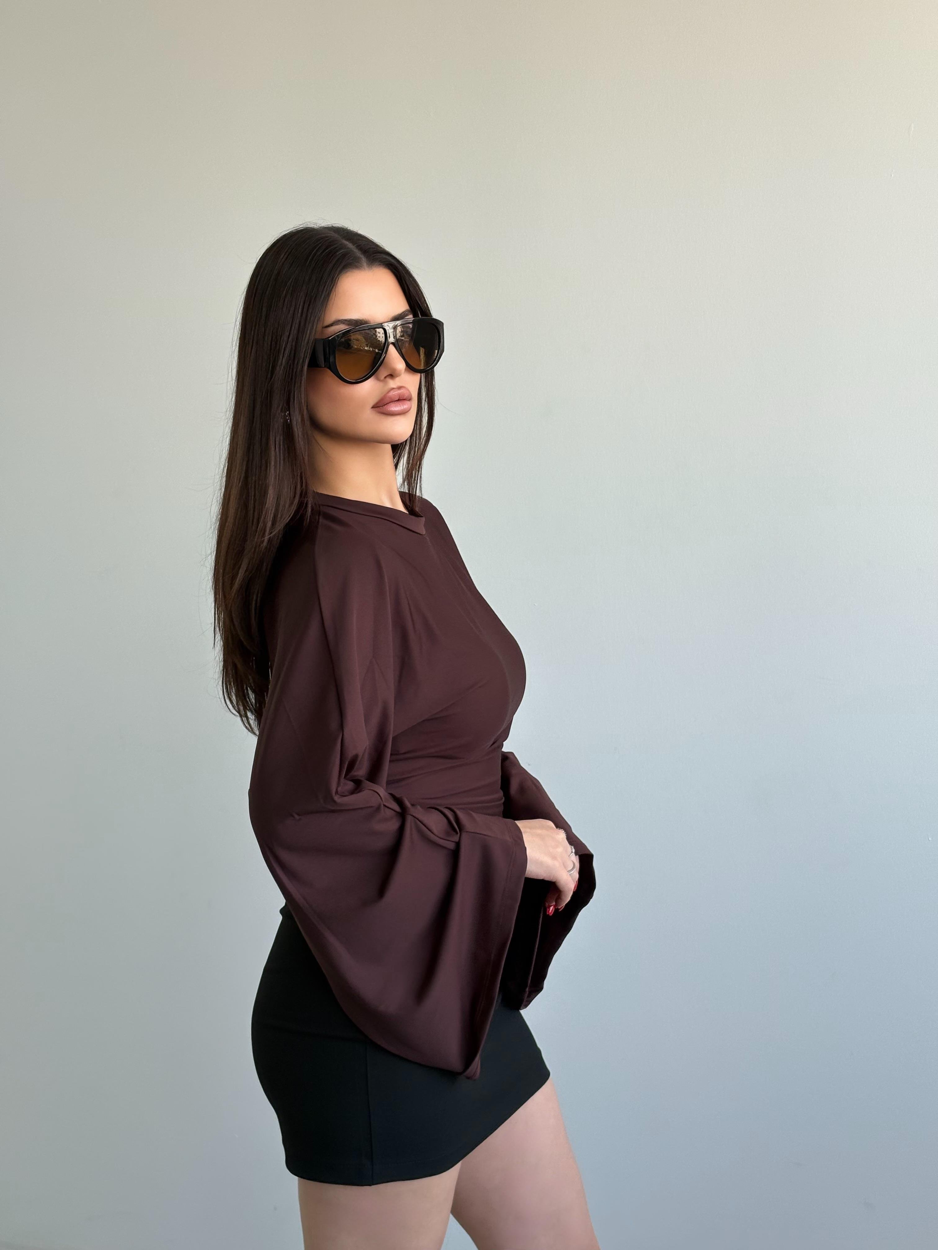 Yarasa Bel Büzgü Bluz 