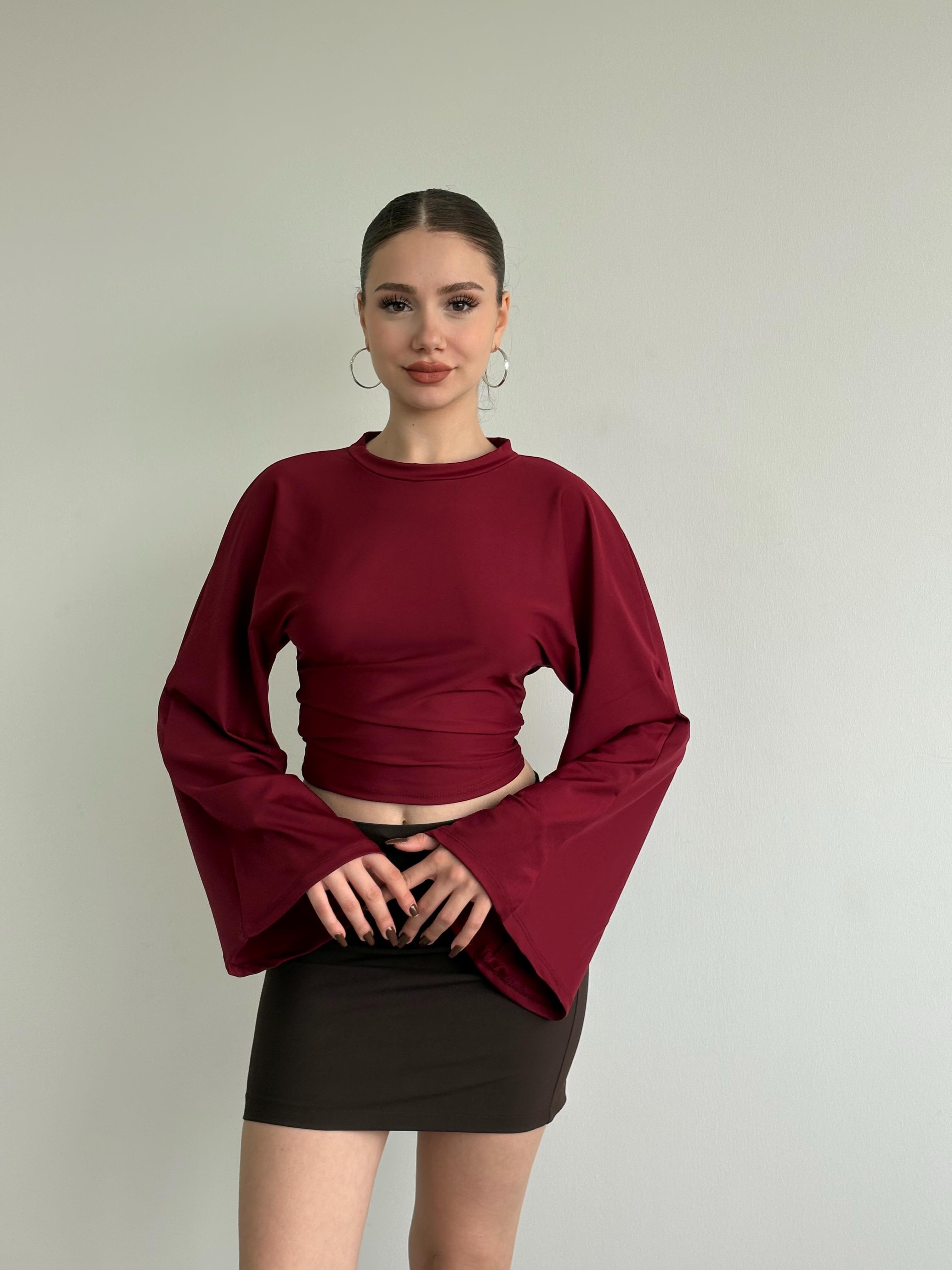 Yarasa Bel Büzgü Bluz 