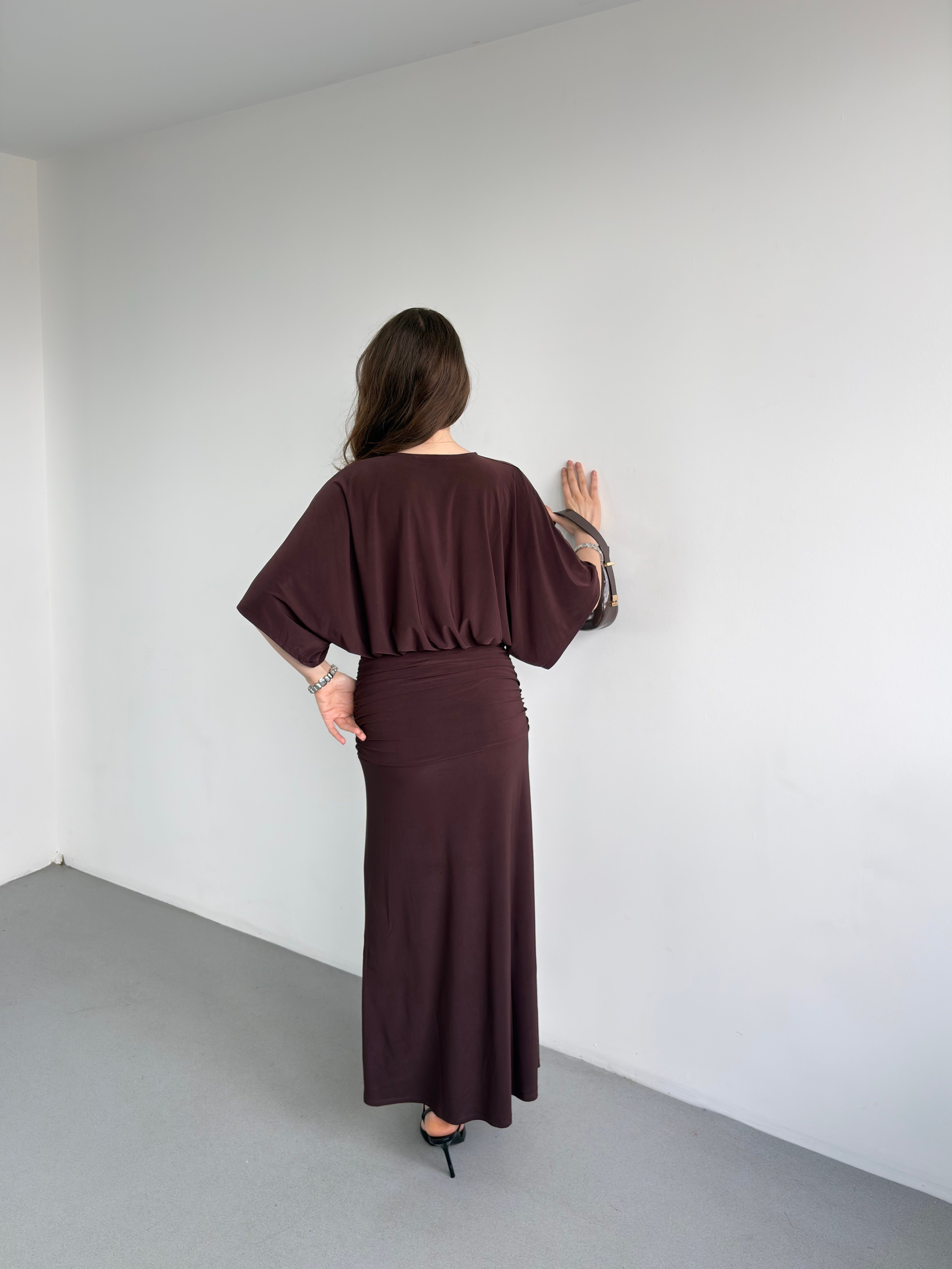 Yarasa Kol Drapeli Elbise