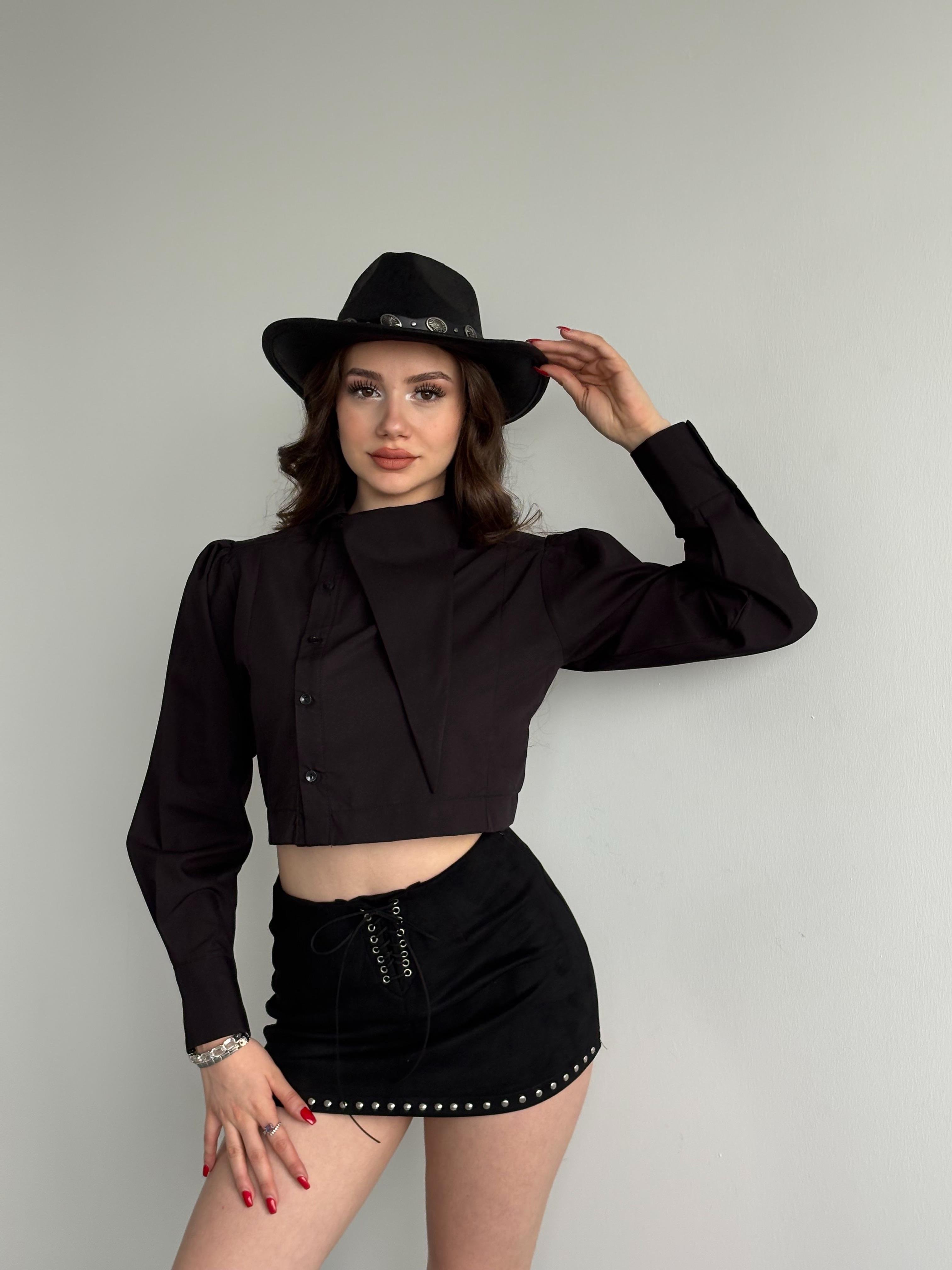 Zımbalı Süet Etek