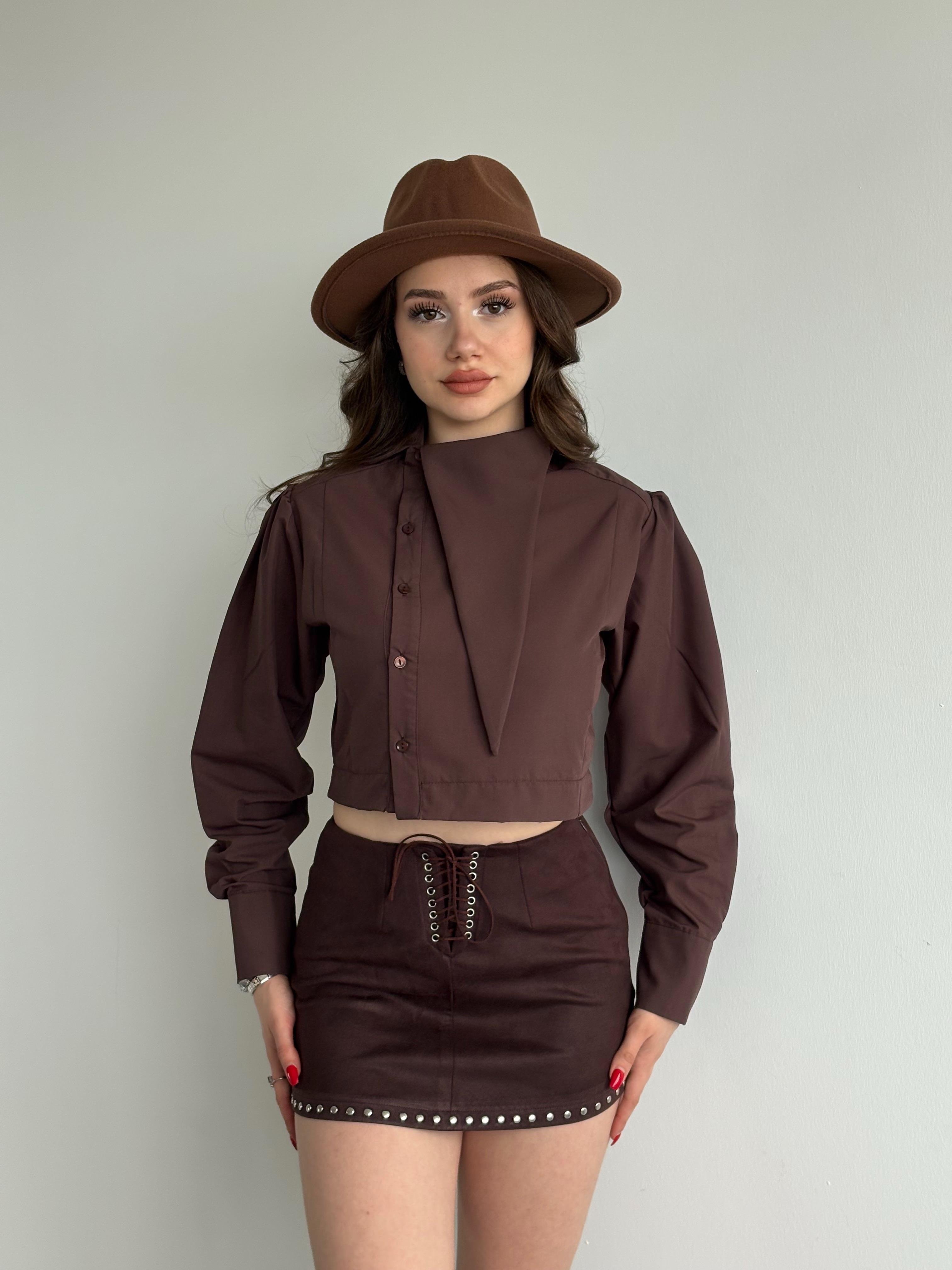 Zımbalı Süet Etek