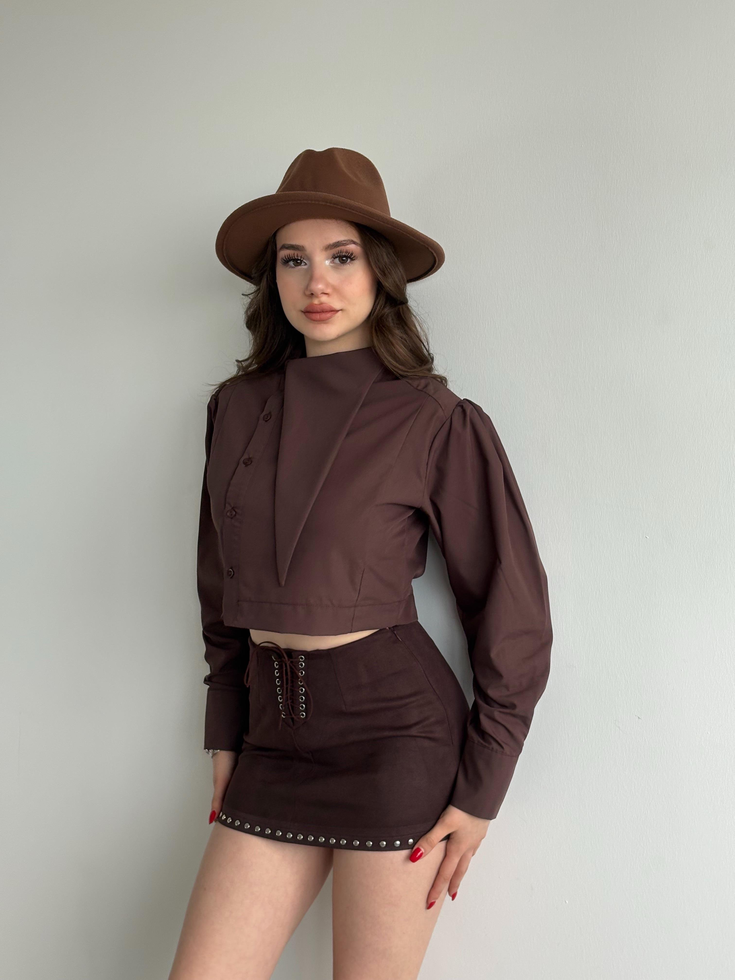 Zımbalı Süet Etek