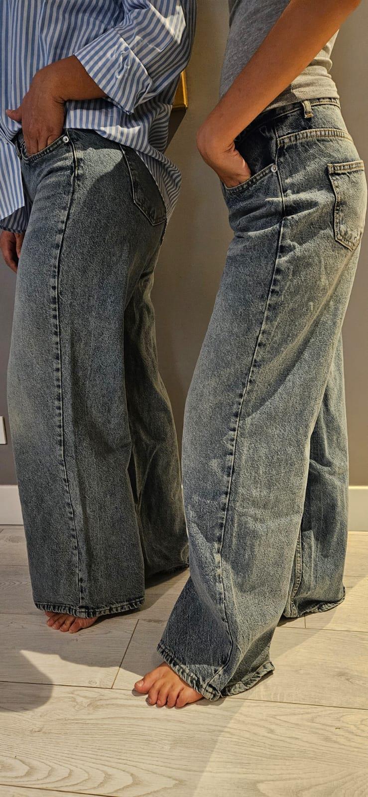  Double Paça Yüksek Bel Siyah Jean