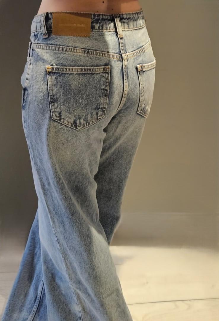  Double Paça Yüksek Bel Siyah Jean