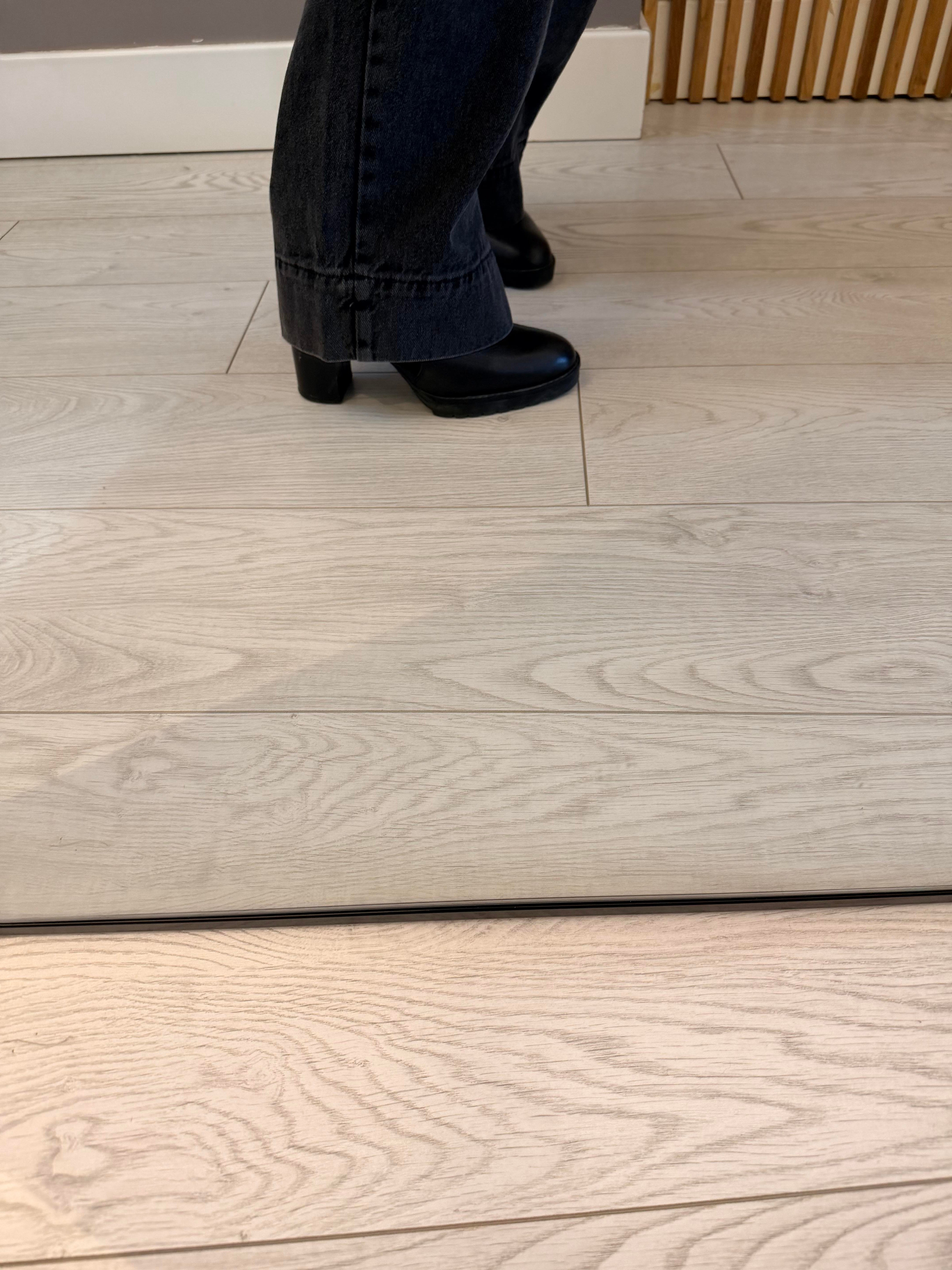  Double Paça Yüksek Bel Siyah Jean