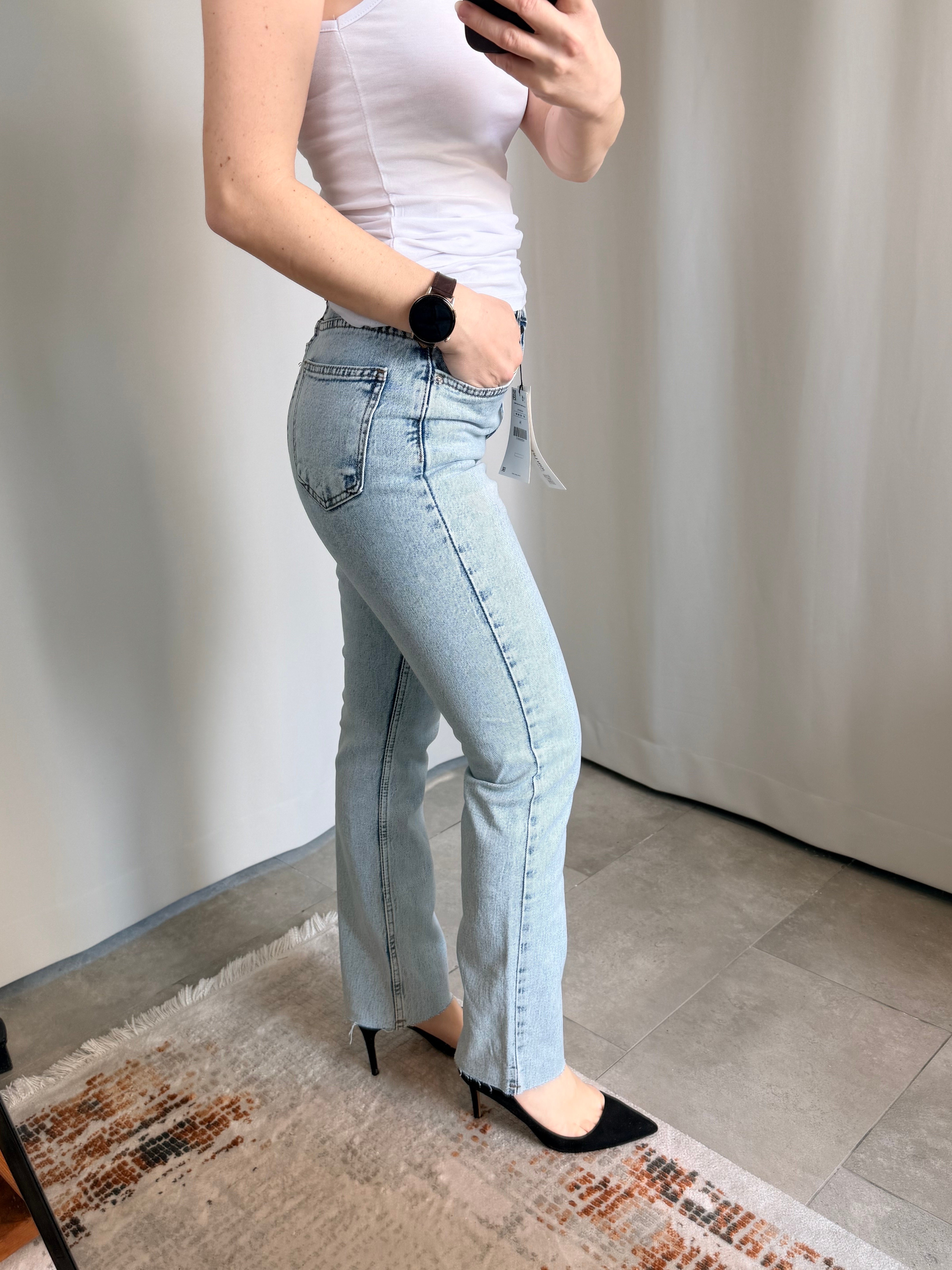 Boru Paça Açık Mavi Renk Jean