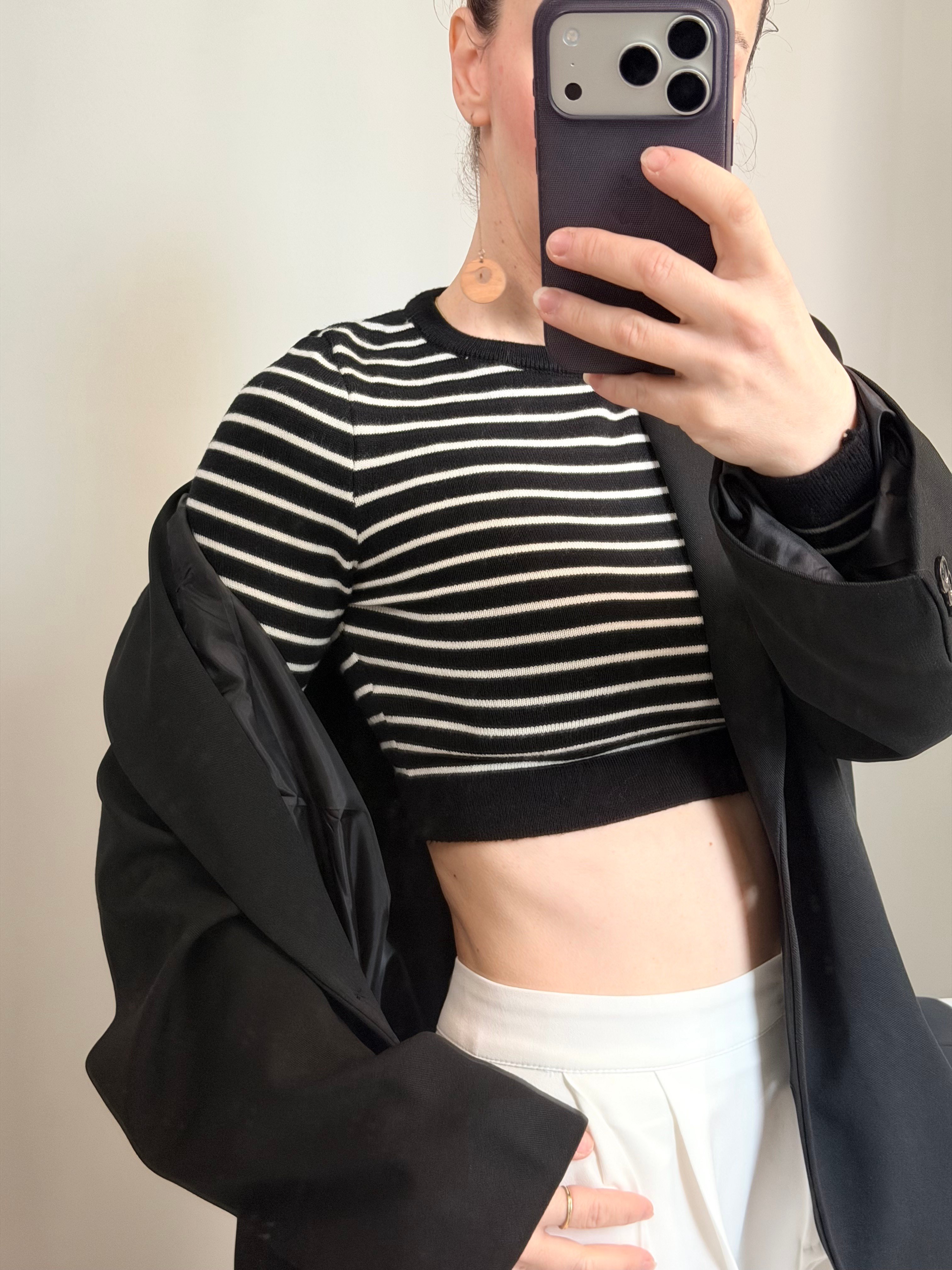 Çizgili Triko Crop