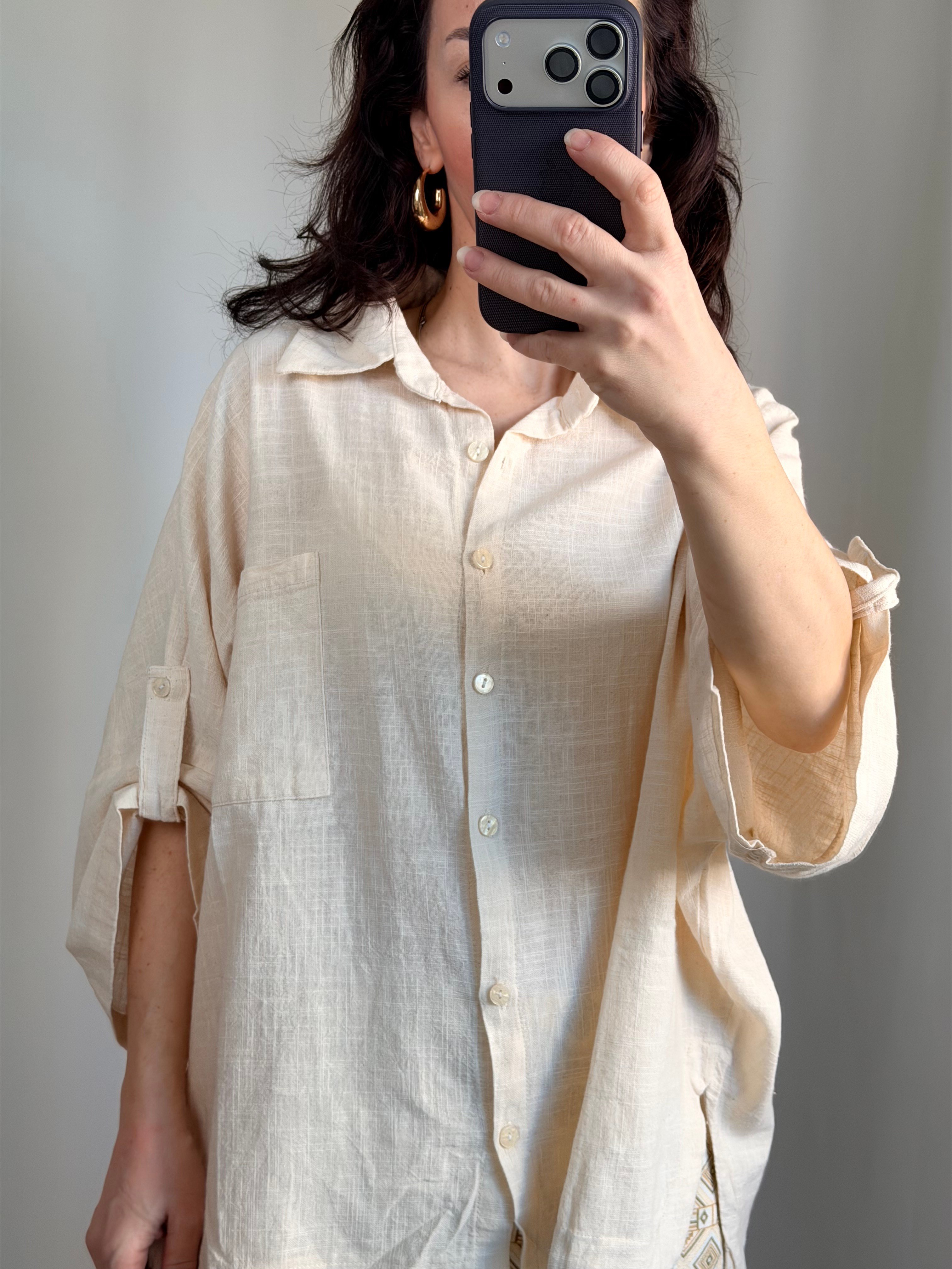 Oversize Keten Gömlek
