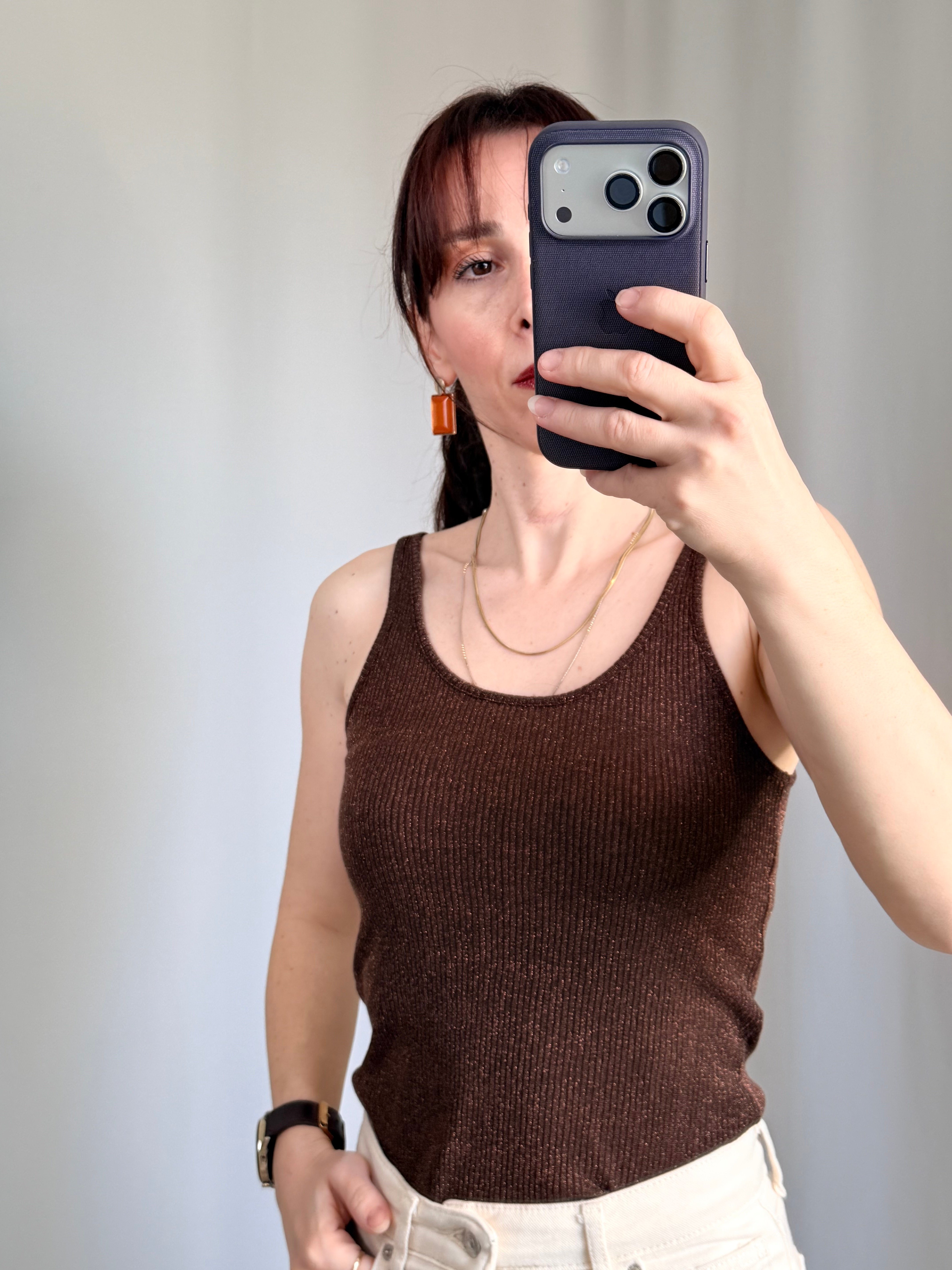 Simli Kahverengi Renk Crop