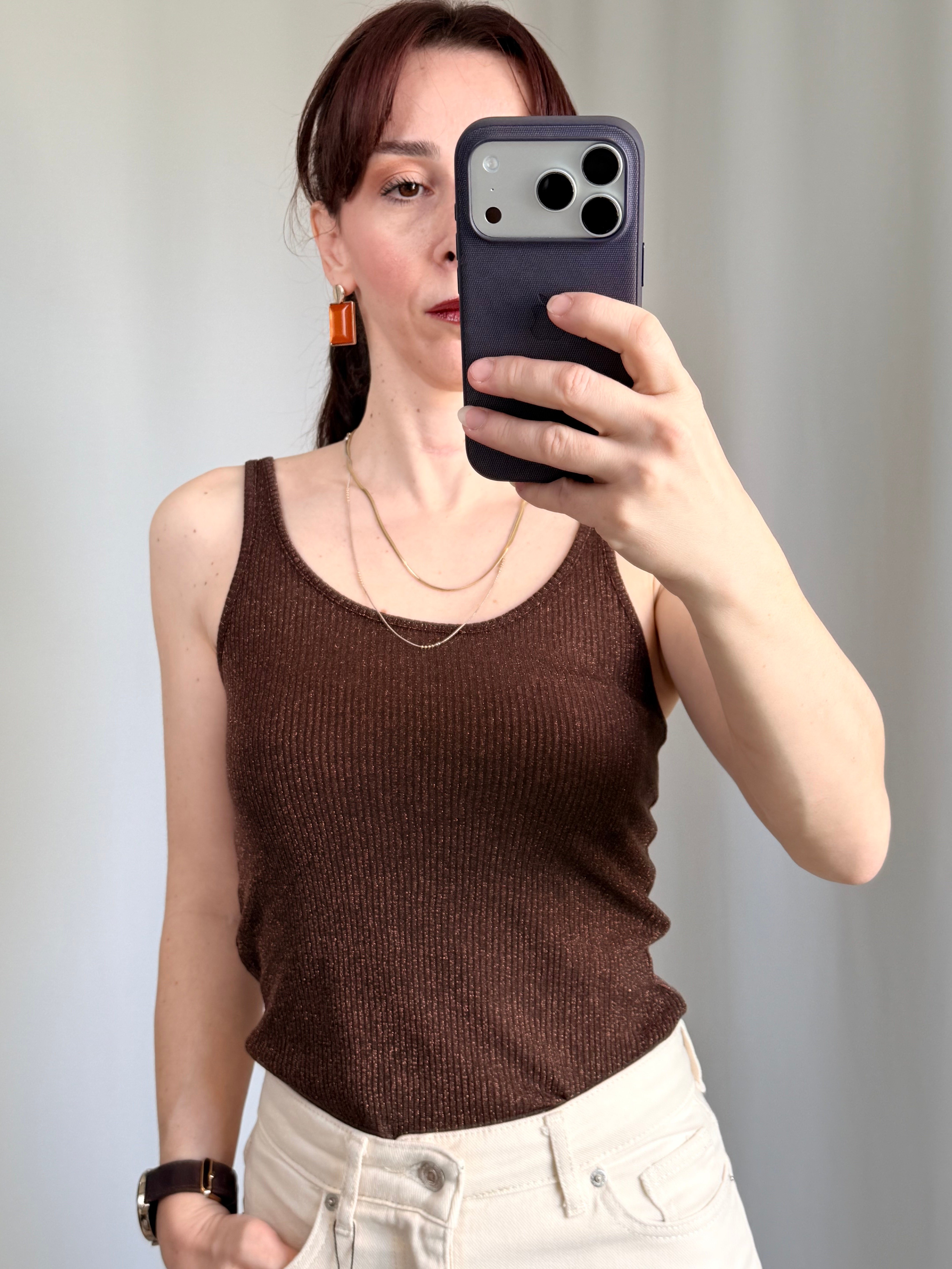 Simli Kahverengi Renk Crop