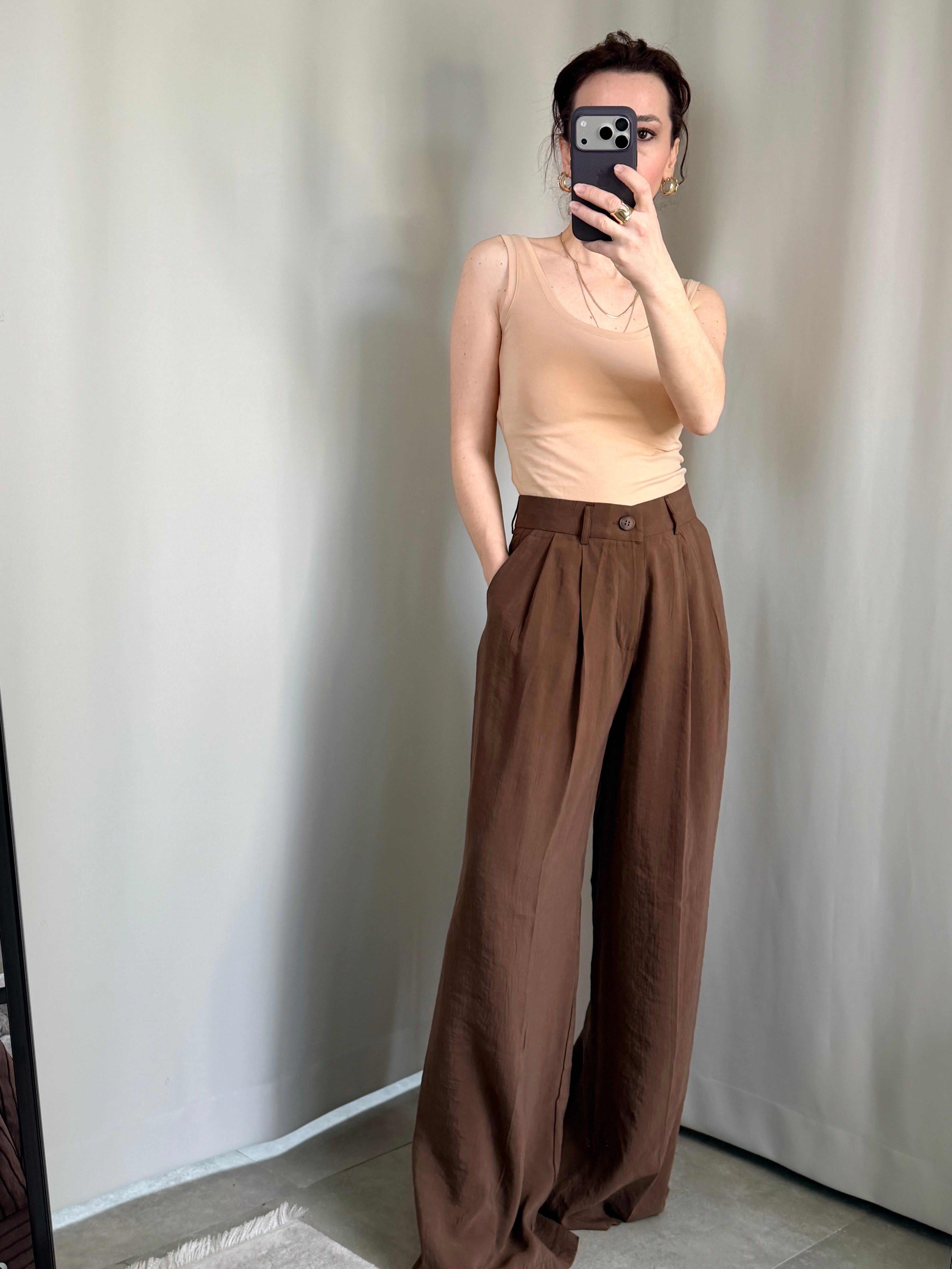 Tencel Kahverengi Pantolon