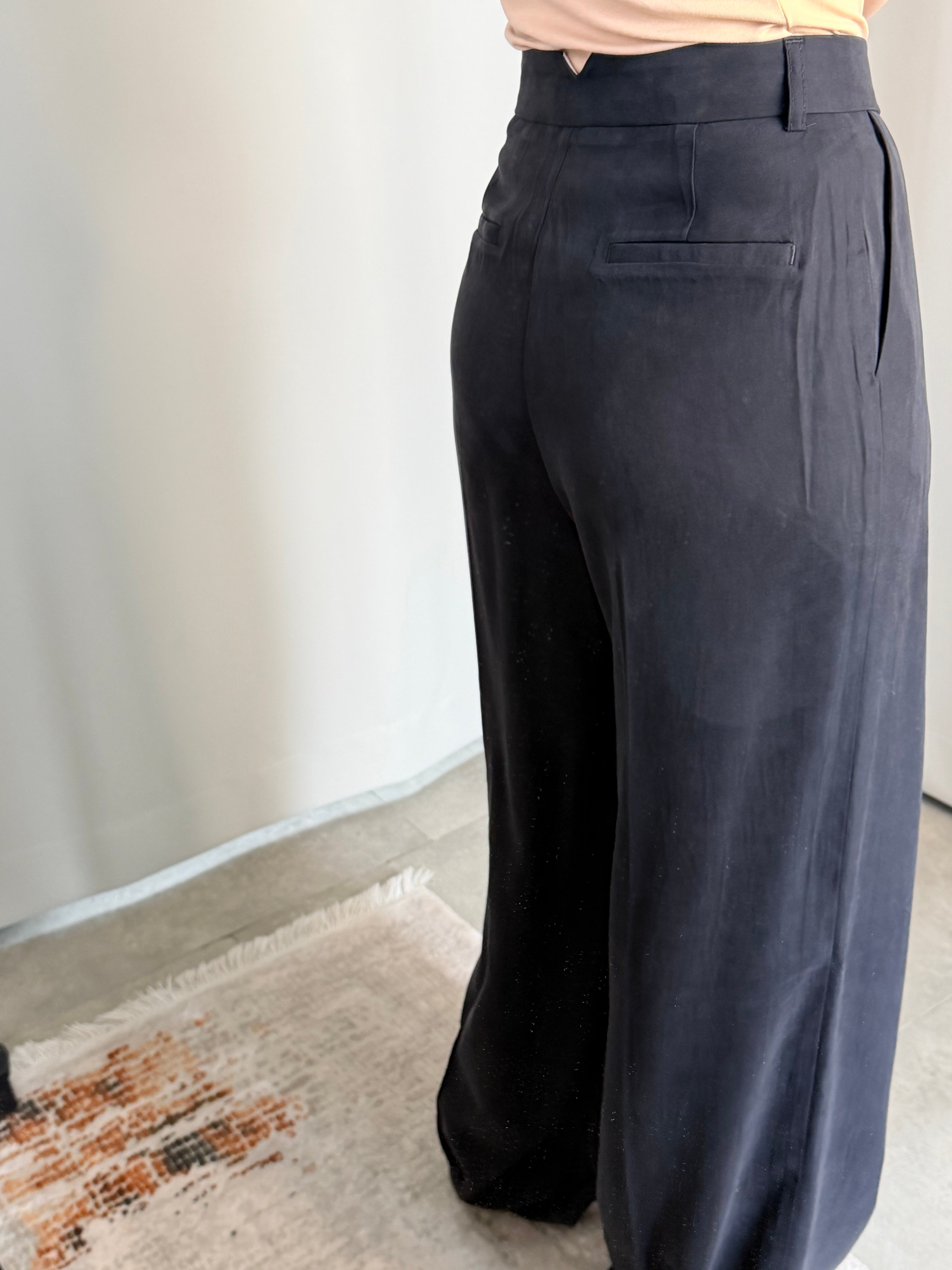Tencel Siyah Renk Pantolon