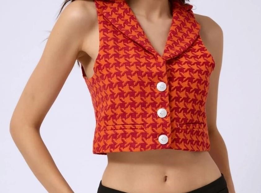 turuncu crop yelek 