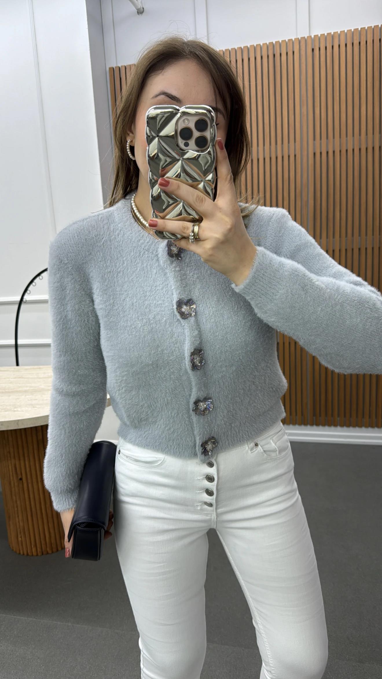 Allison Beyaz 5 Düğmeli Likralı Flare Jeans