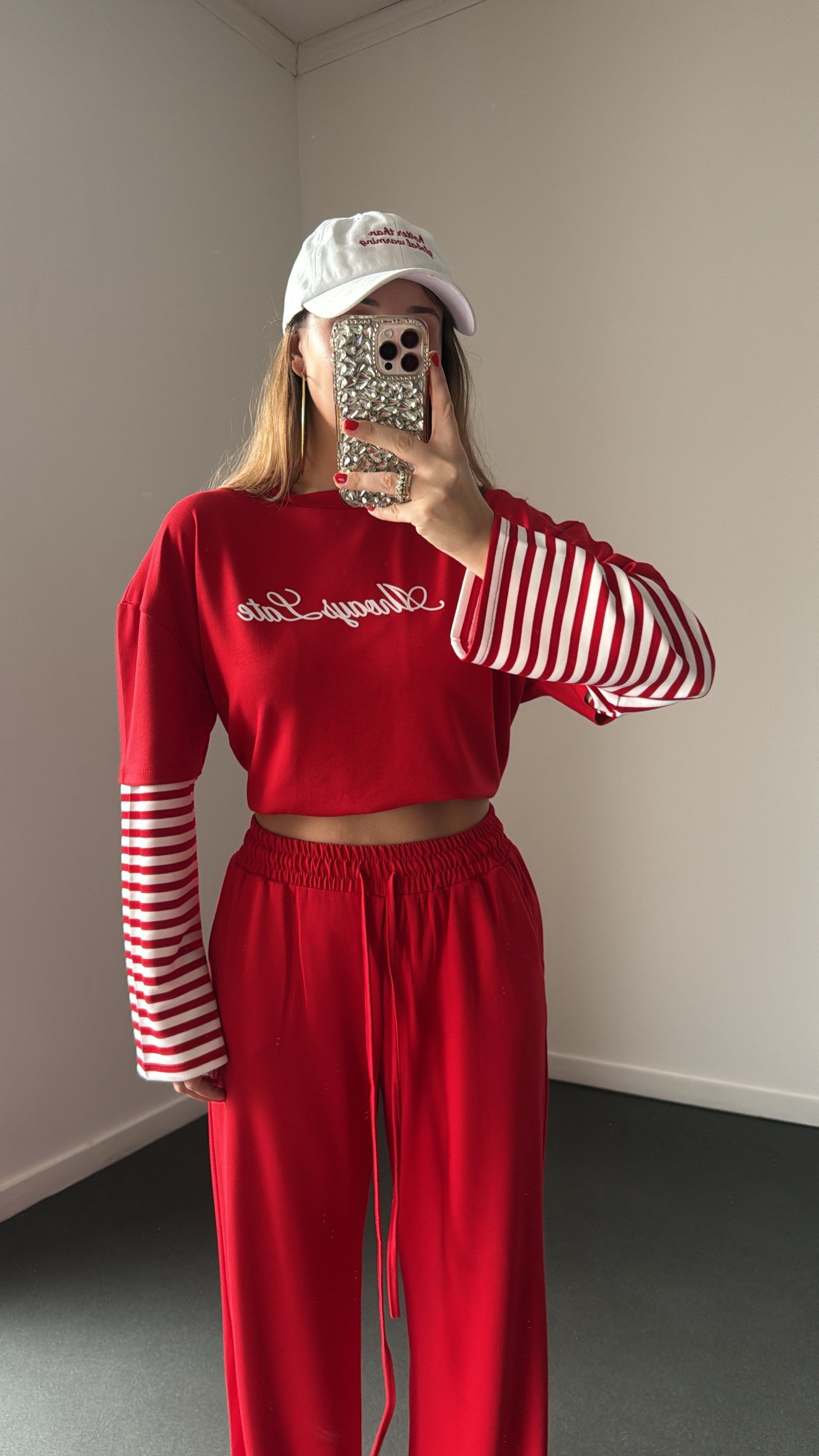 Always Late Kırmızı Sweat ve Eşofman Takımı