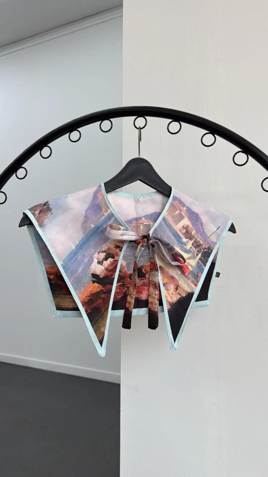 Artemis Desenli Renkli Yaka Fular