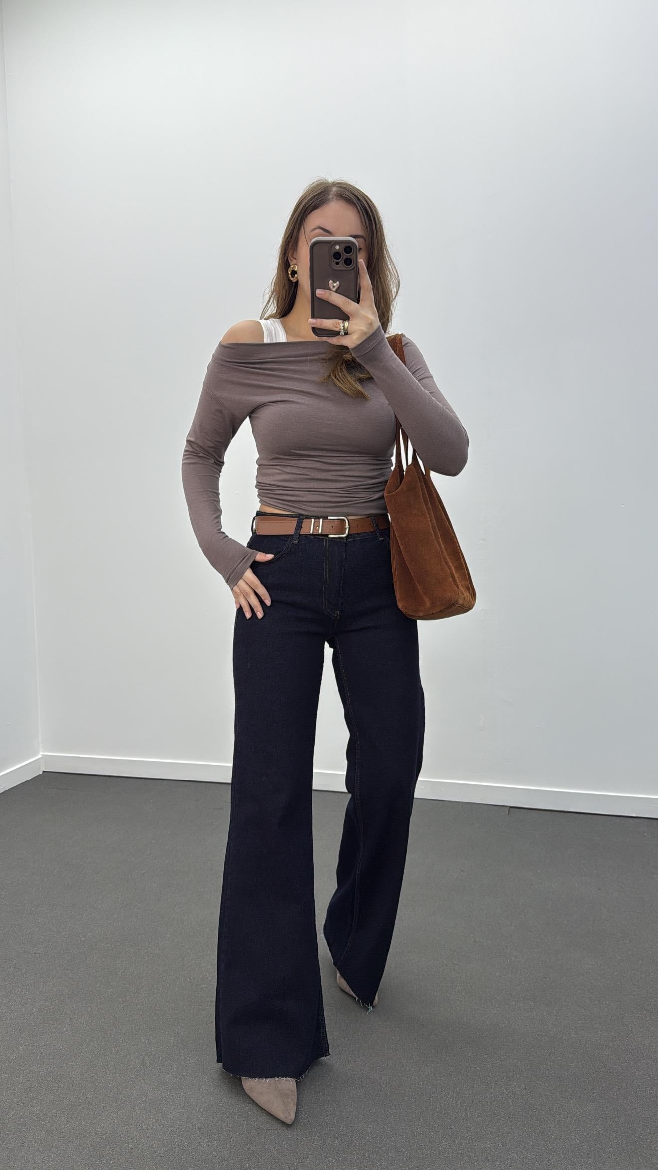 Axis Dark Blue Orta Bel Likralı Flare Jeans
