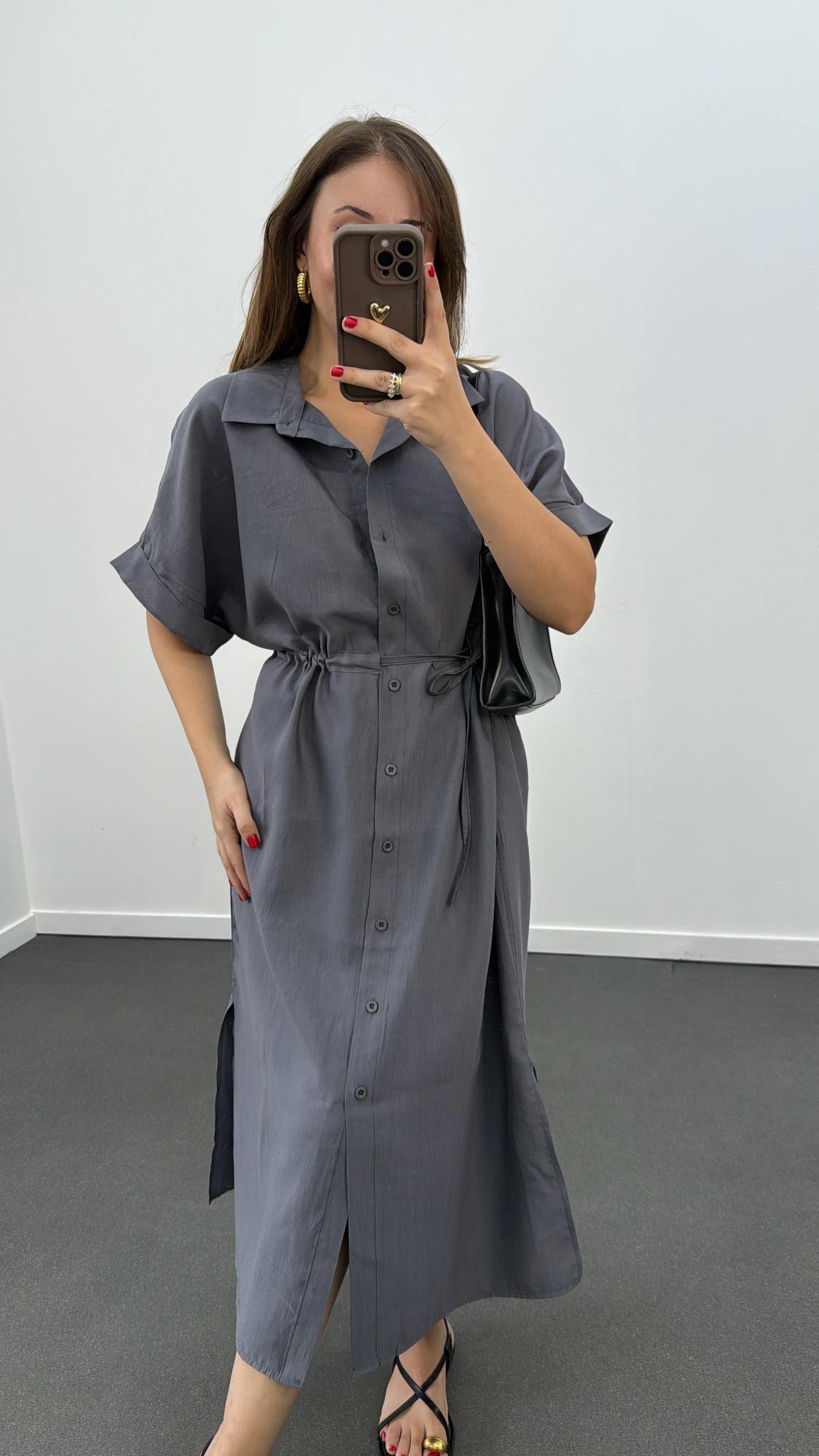 Berina Füme Modal Midi Elbise