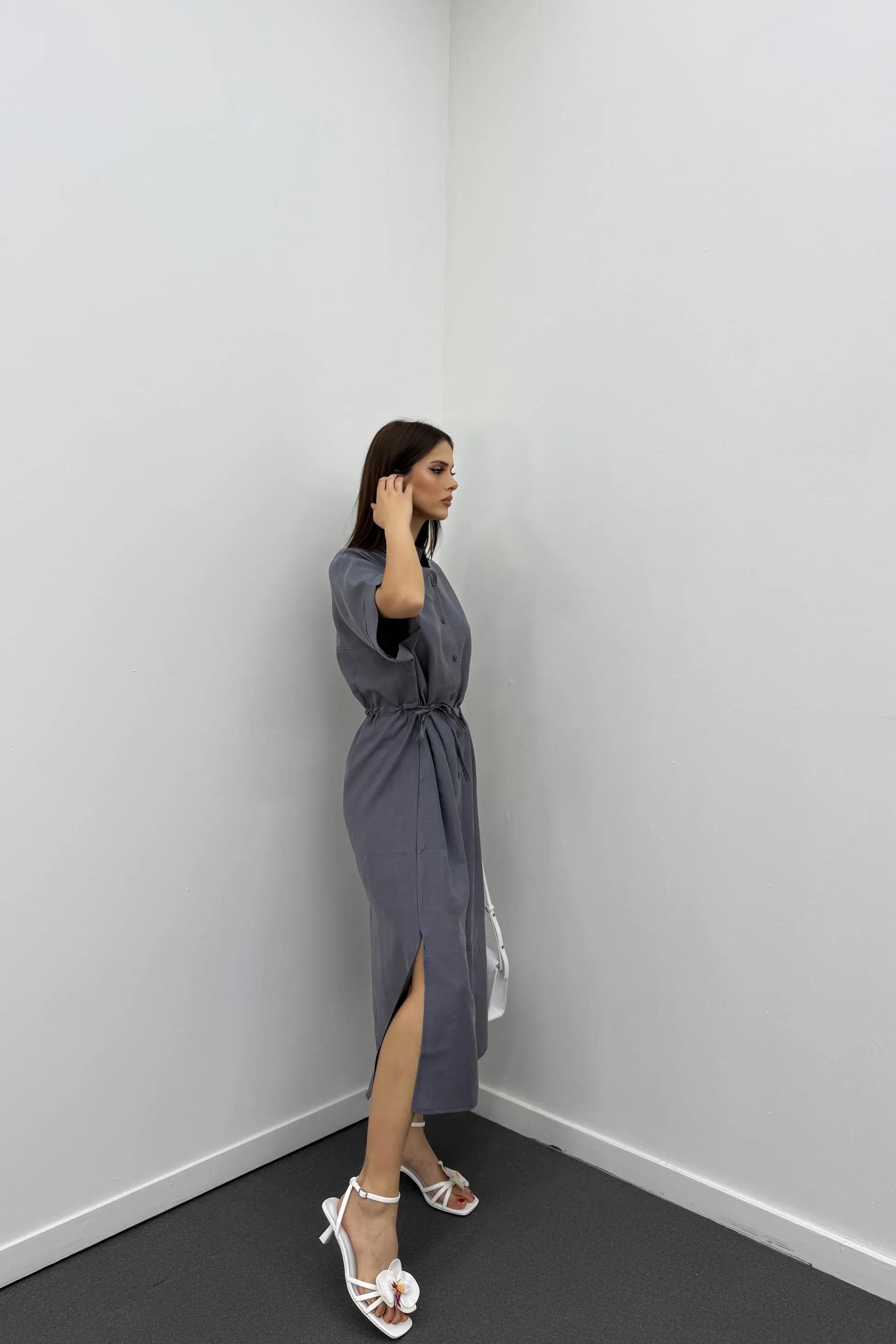 Berina Füme Modal Midi Elbise