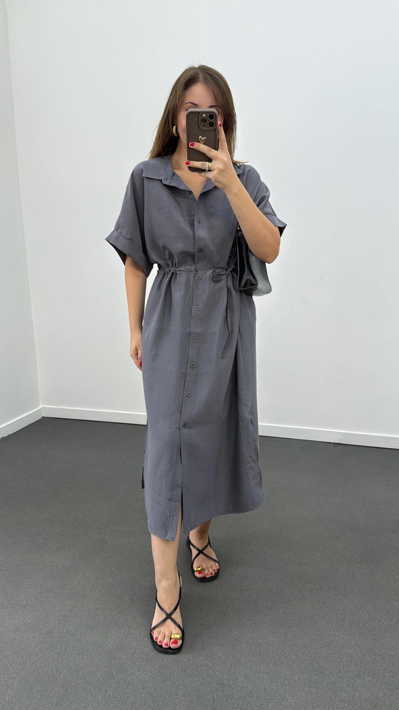 Berina Füme Modal Midi Elbise