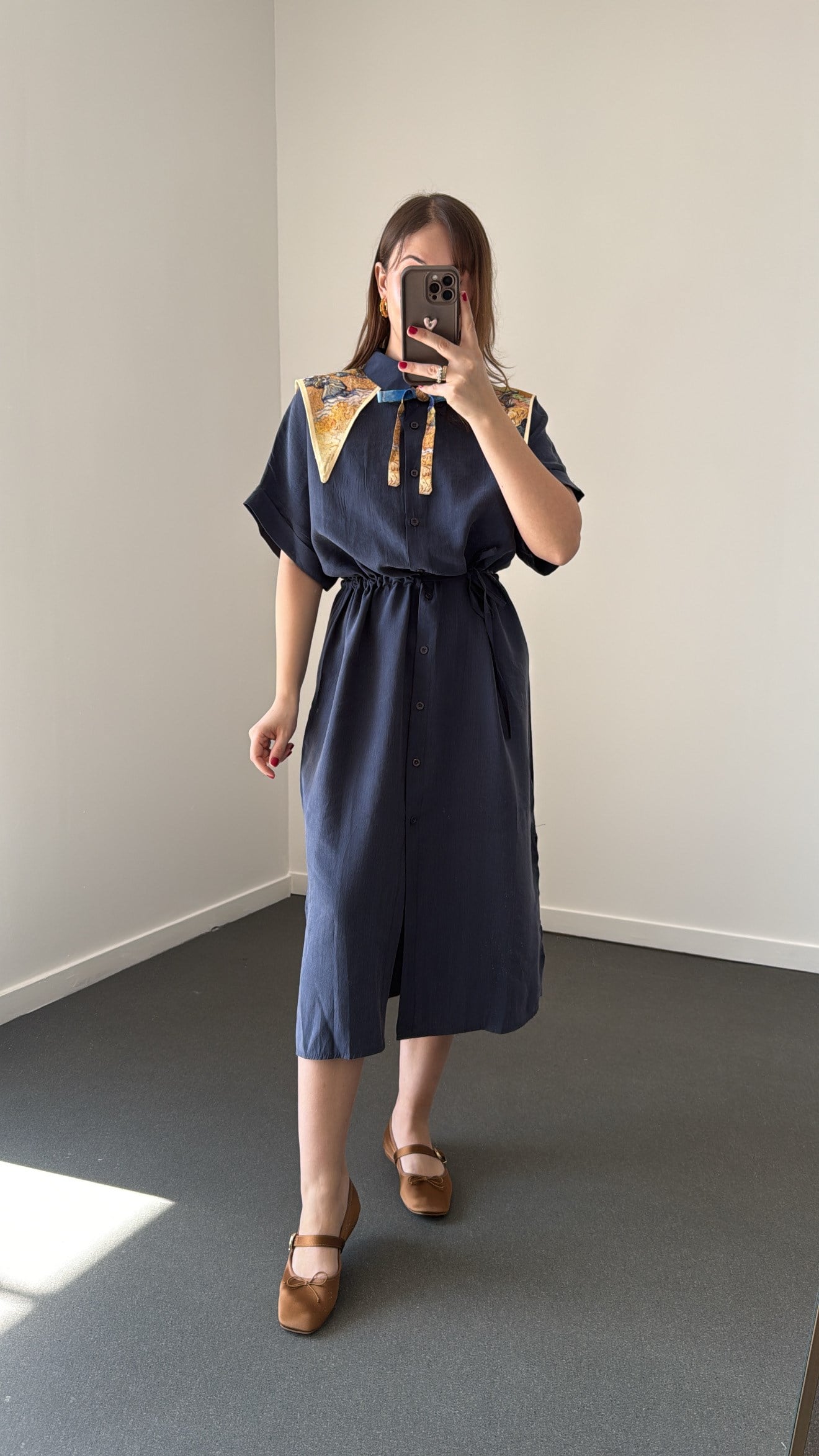 Berina Lacivert Modal Midi Elbise