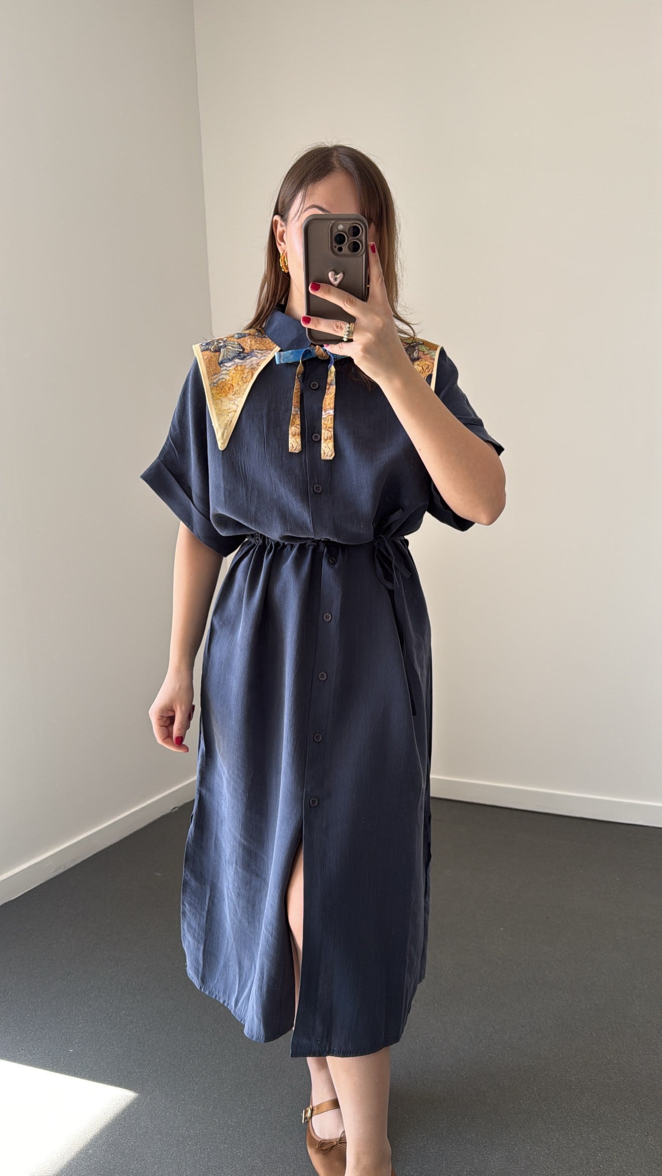 Berina Lacivert Modal Midi Elbise