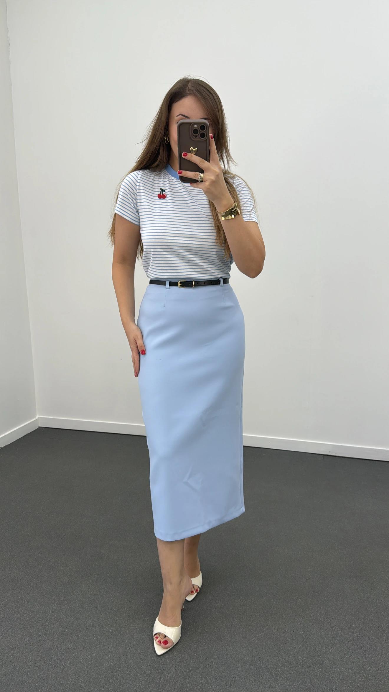 Betty Bebe Mavi Kemerli Kalem Etek