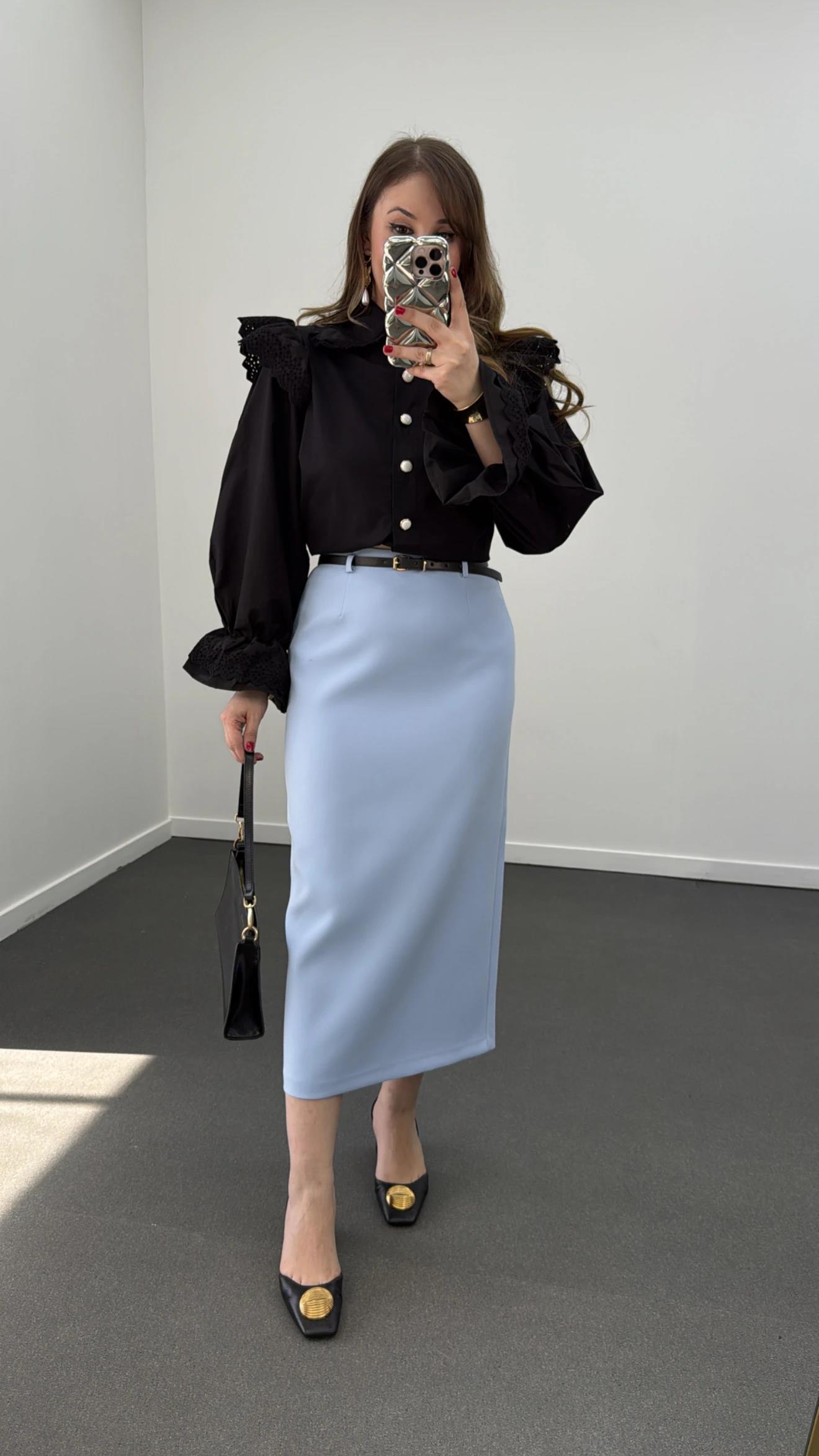 Betty Bebe Mavi Kemerli Kalem Etek