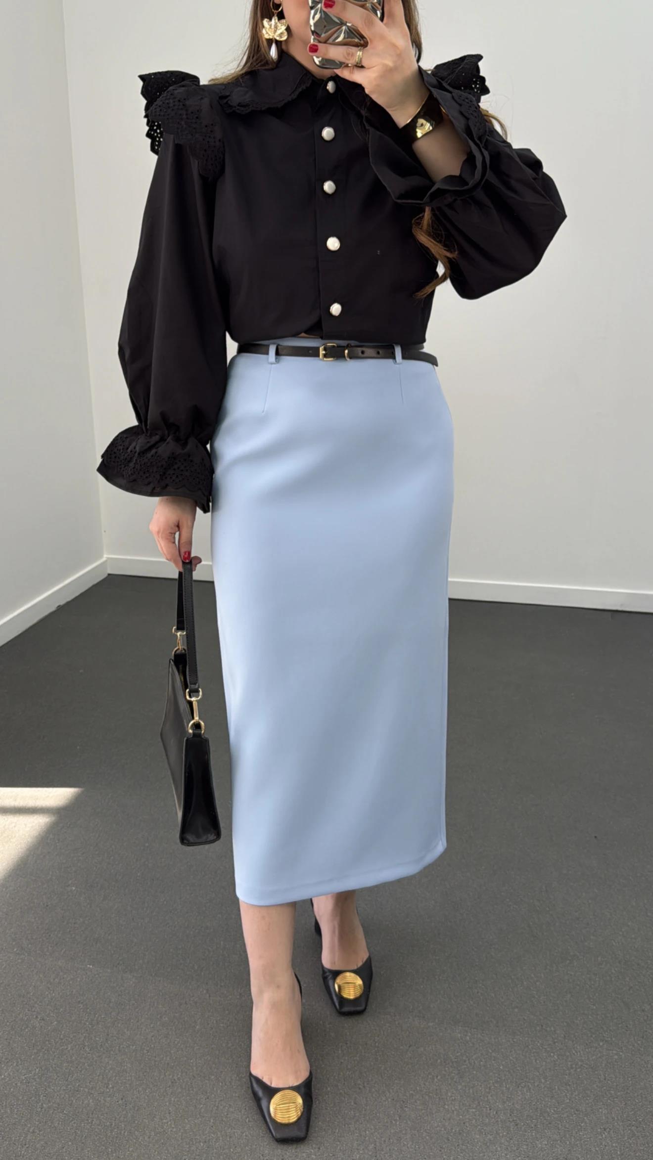 Betty Bebe Mavi Kemerli Kalem Etek