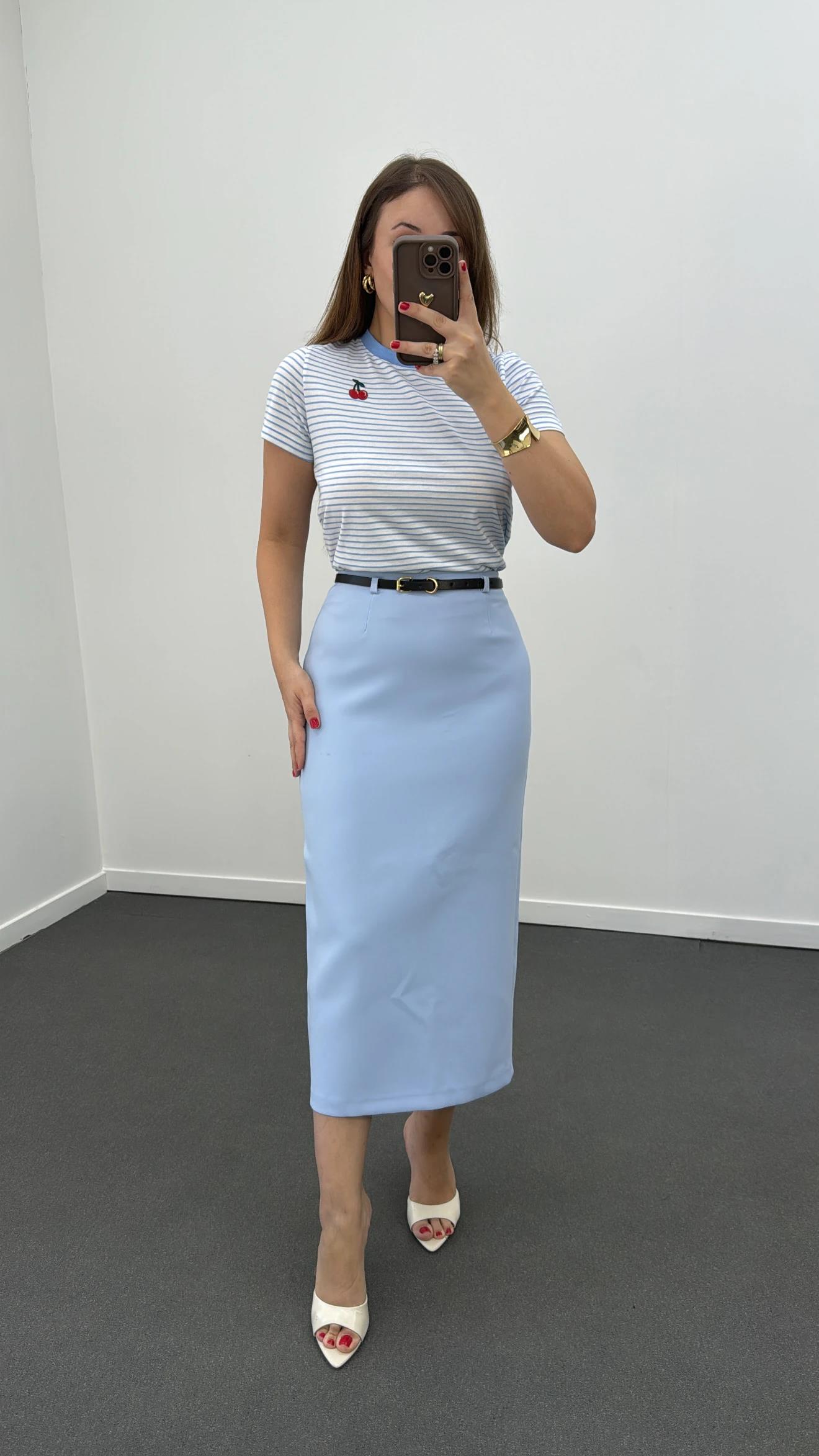 Betty Bebe Mavi Kemerli Kalem Etek