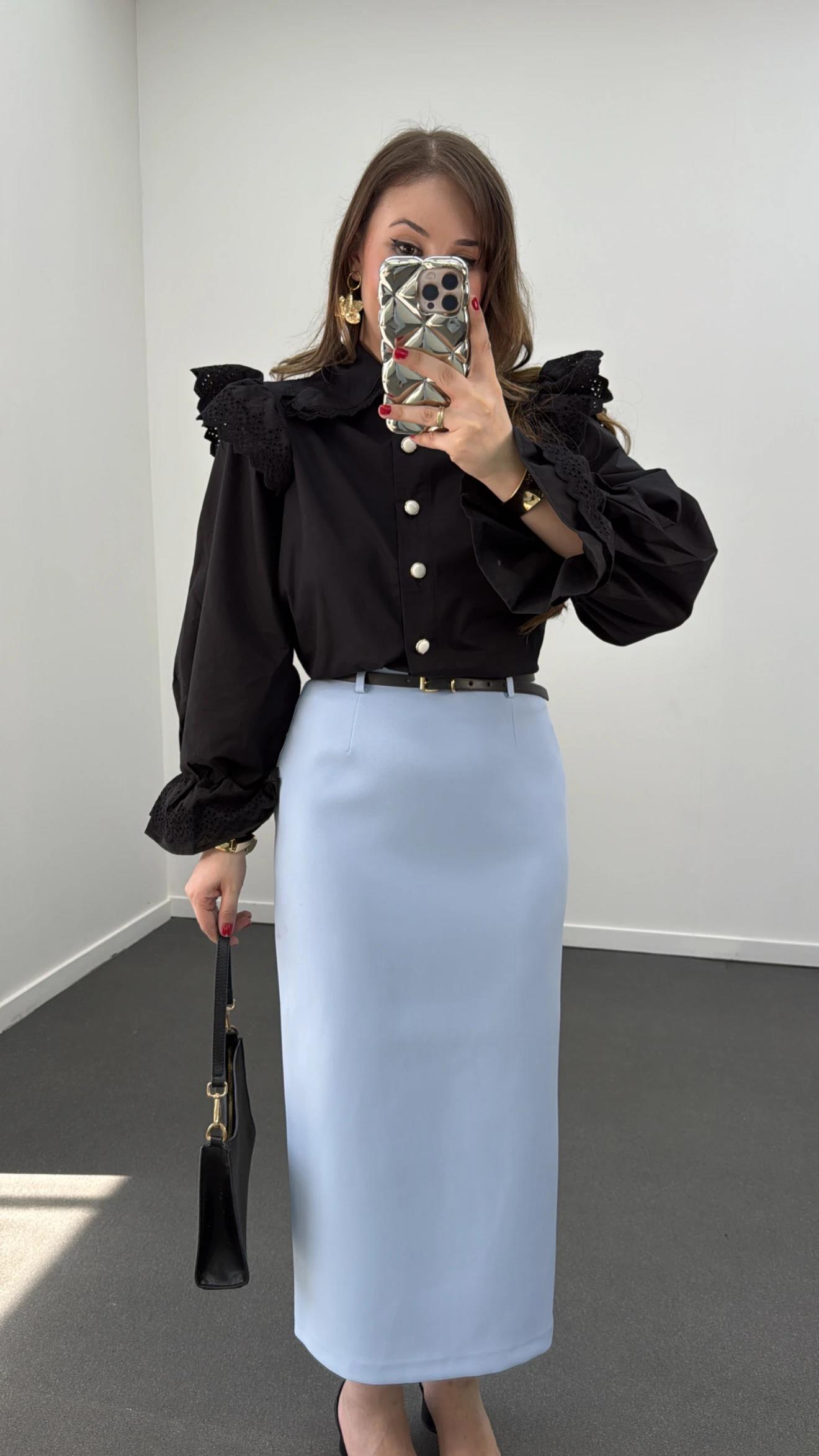 Betty Bebe Mavi Kemerli Kalem Etek