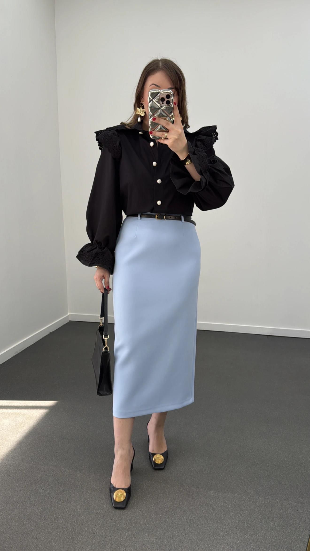 Betty Bebe Mavi Kemerli Kalem Etek