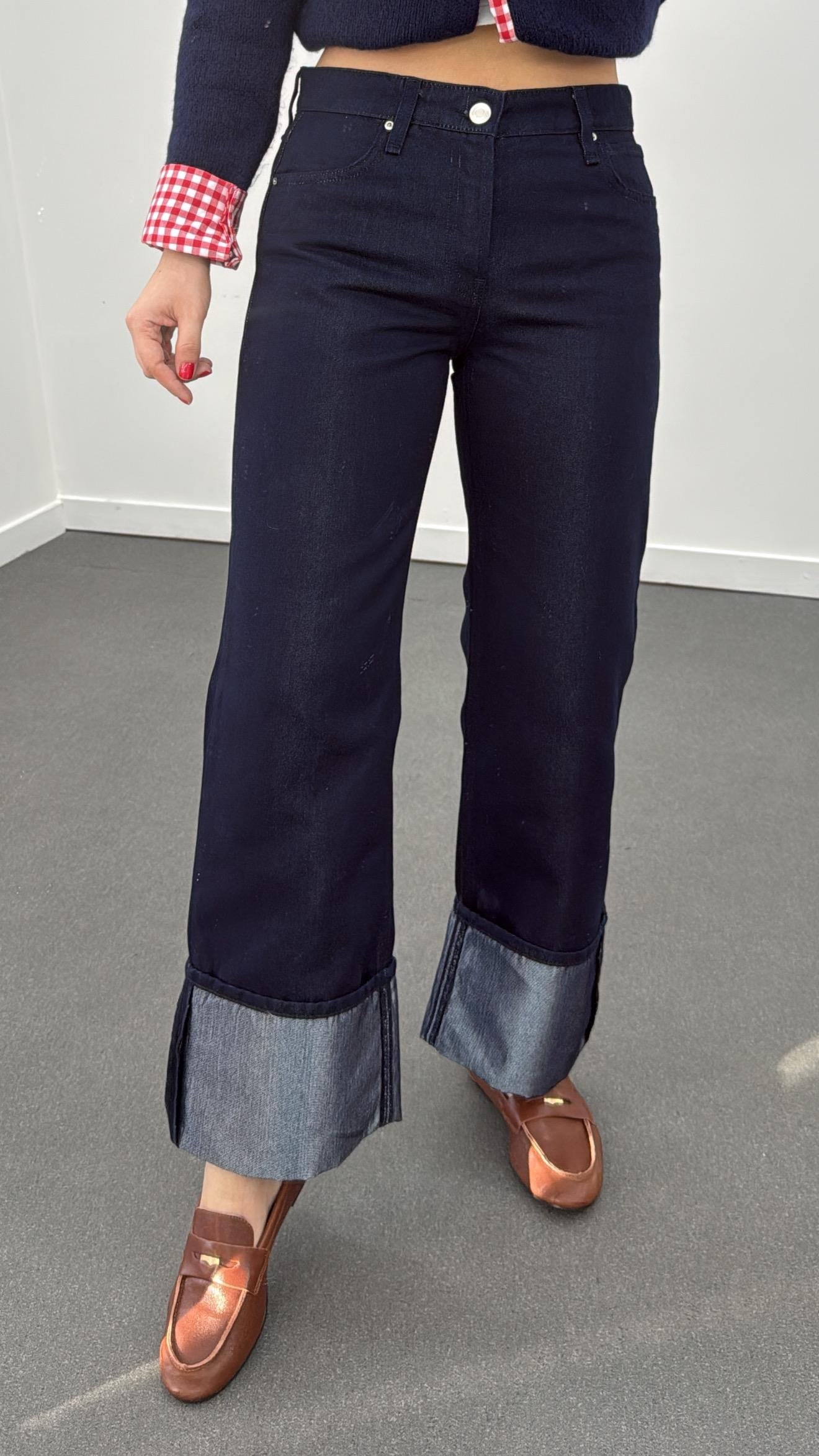 Blair Lacivert Parlak Dikişli 5 Düğmeli Jeans