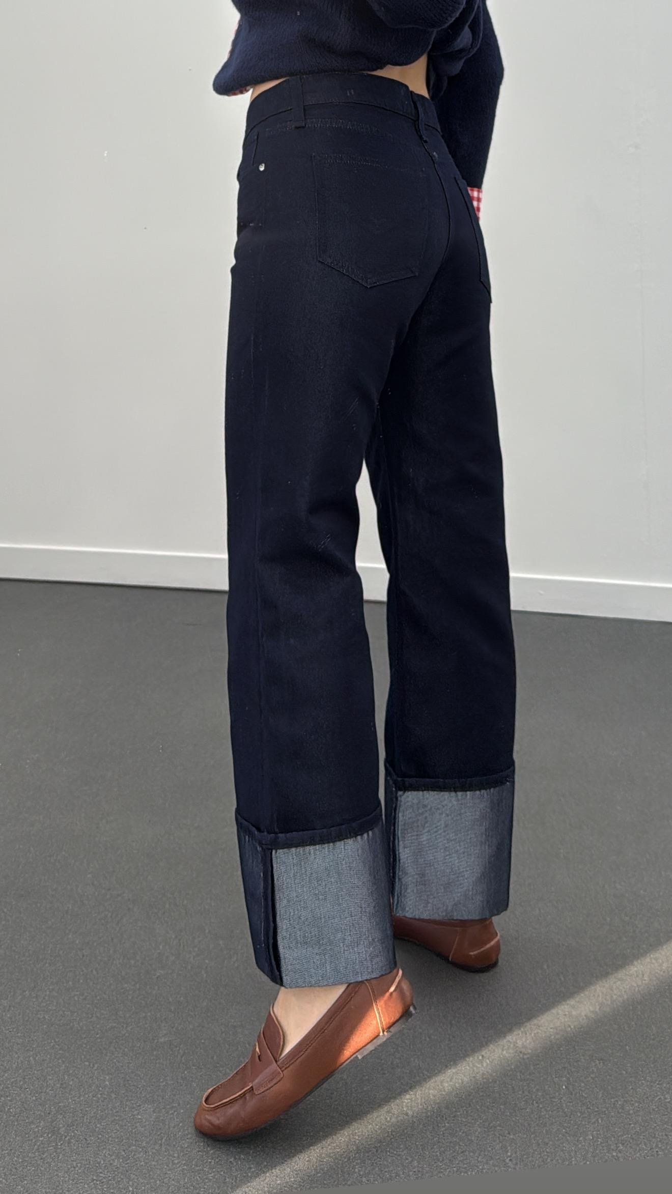 Blair Lacivert Parlak Dikişli 5 Düğmeli Jeans