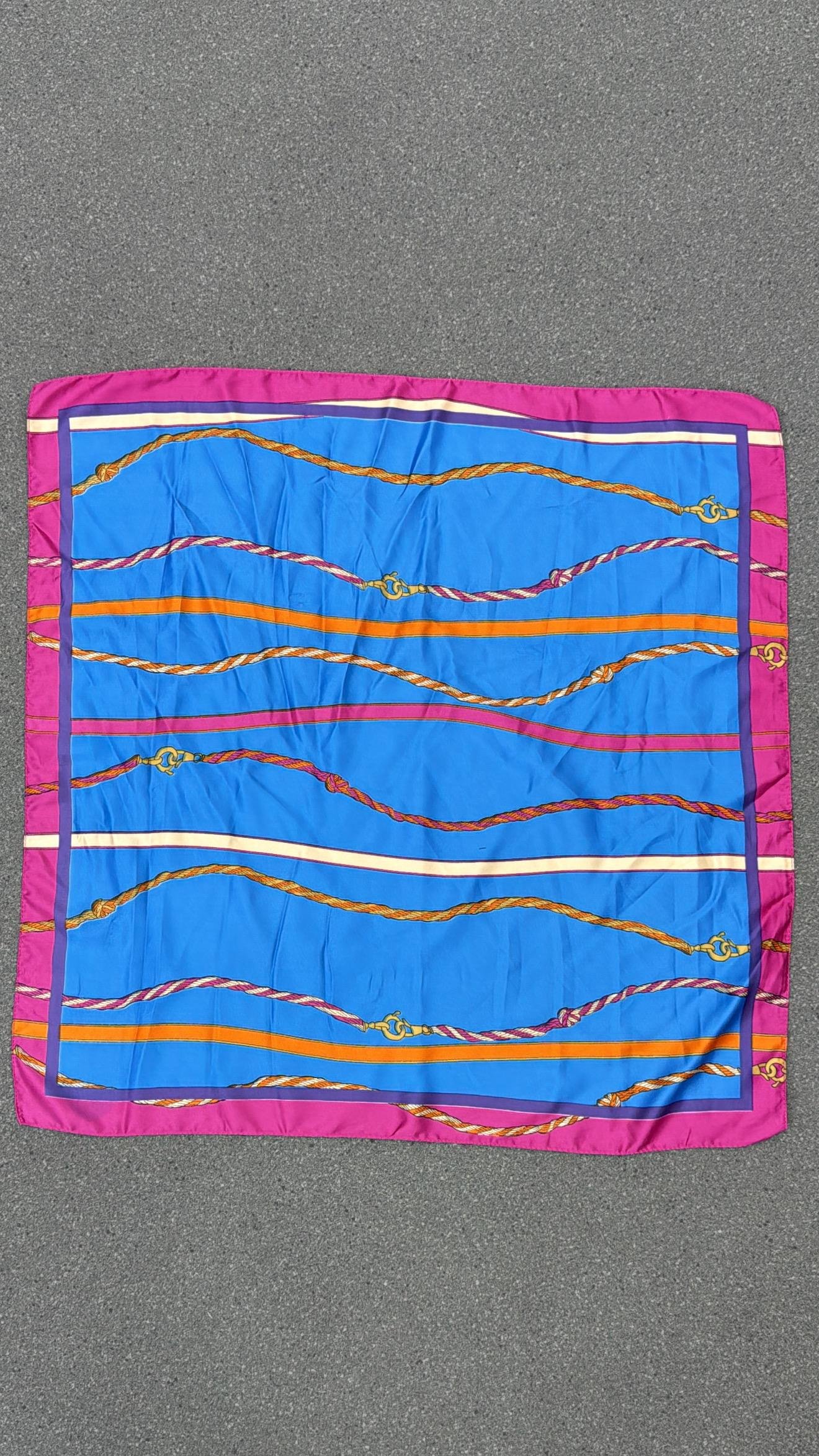 Bluevy Mavi Zincir Desenli Fular