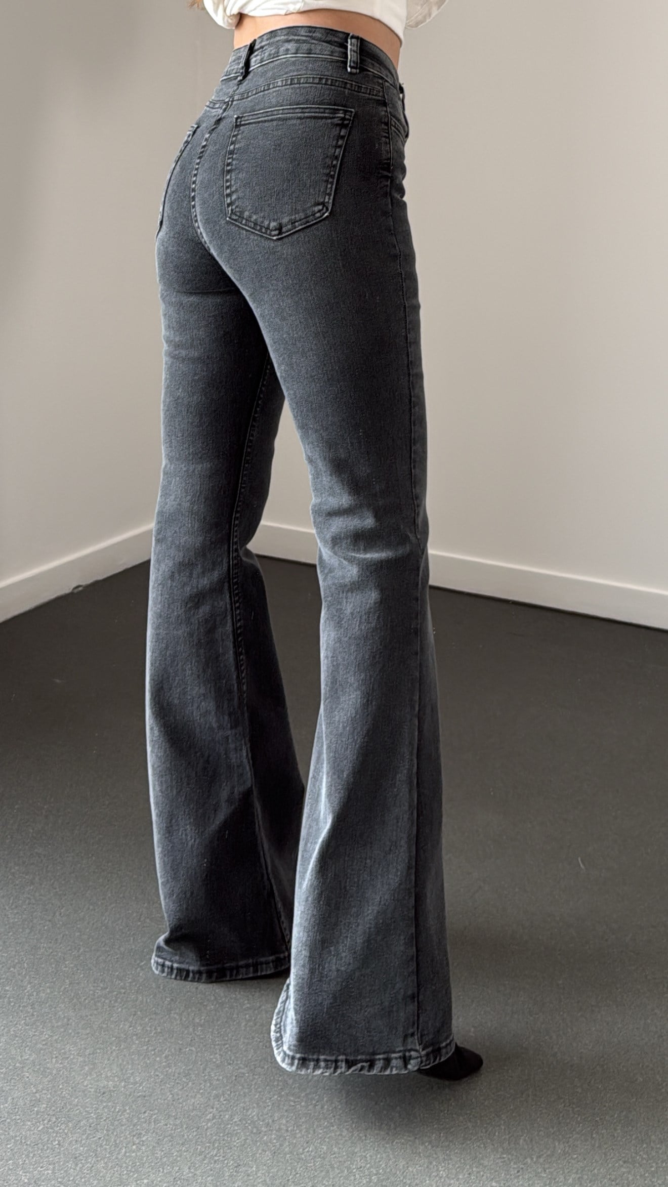 Boenos Koyu Gri Kot Toparlayıcı Yüksek Bel Jeans