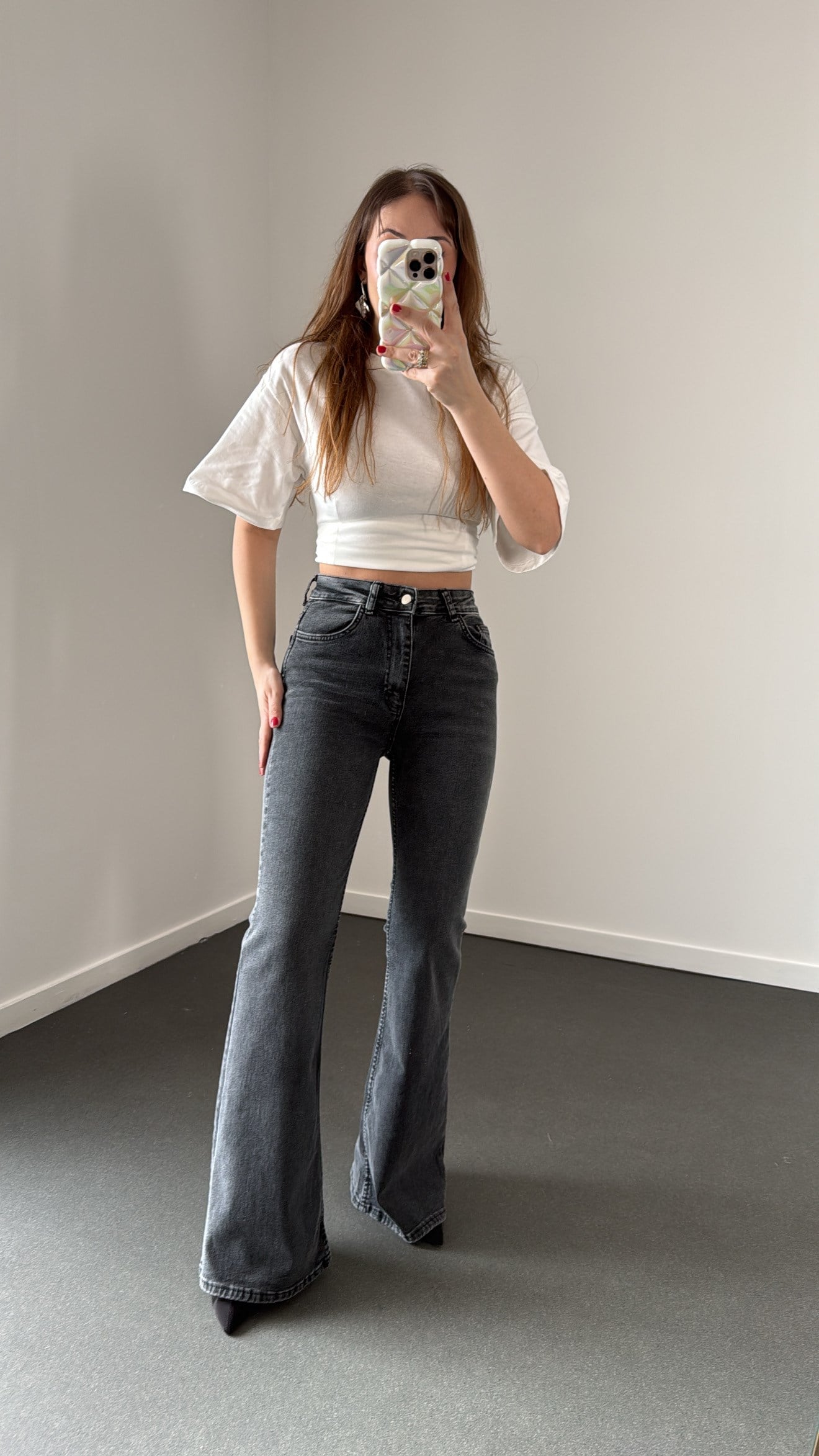 Boenos Koyu Gri Kot Toparlayıcı Yüksek Bel Jeans