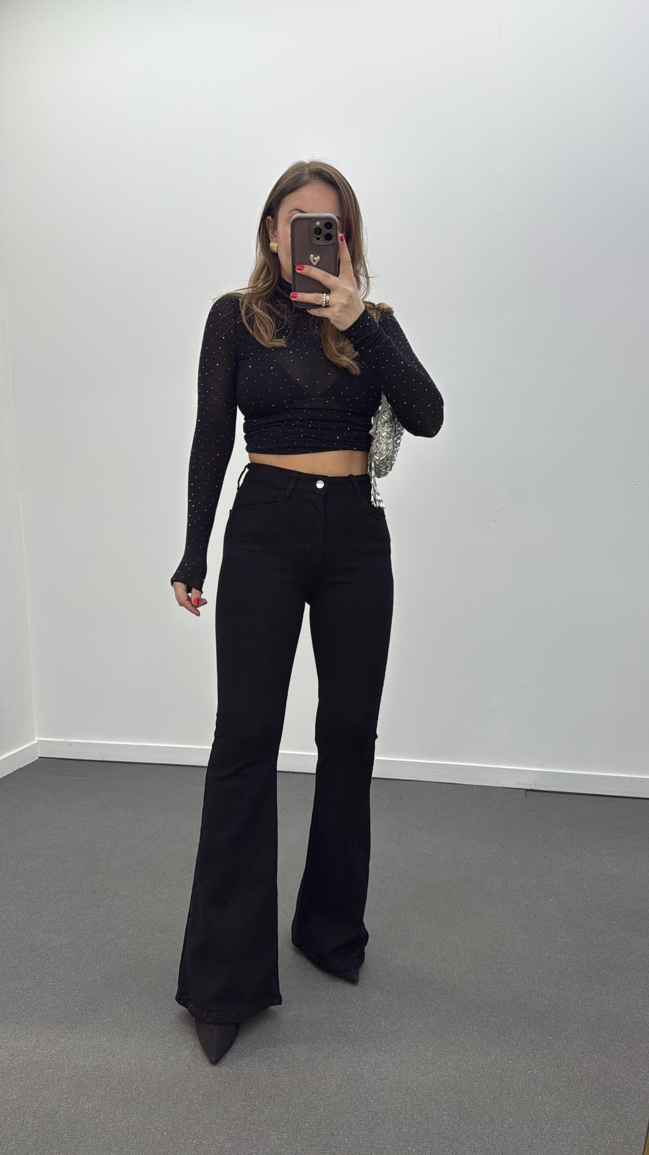 Boenos Siyah Kot Toparlayıcı Yüksel Bel Jeans