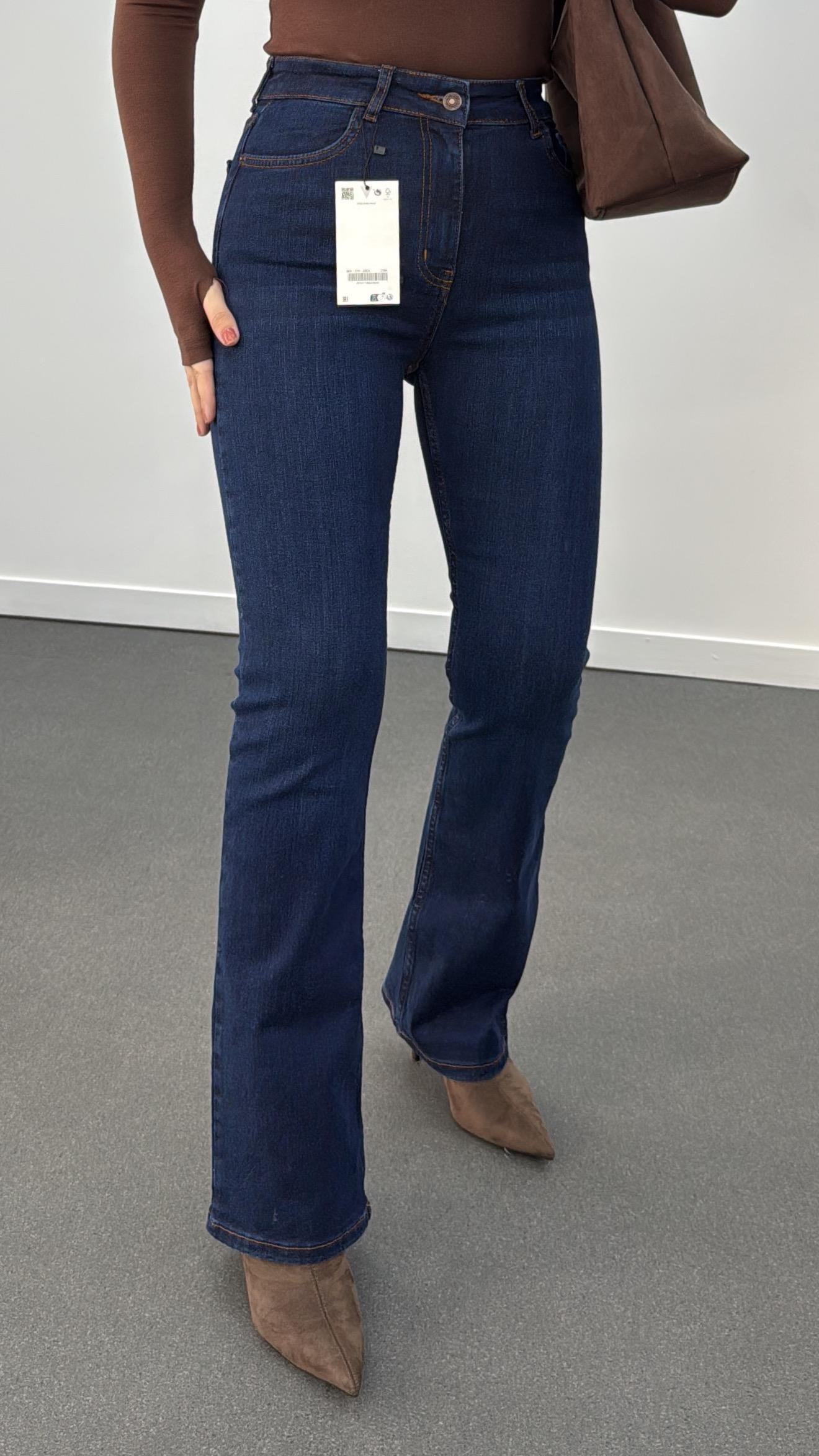 Bogota Lacivert Süper Yüksek Bel Toparlayıcı Flare Jean