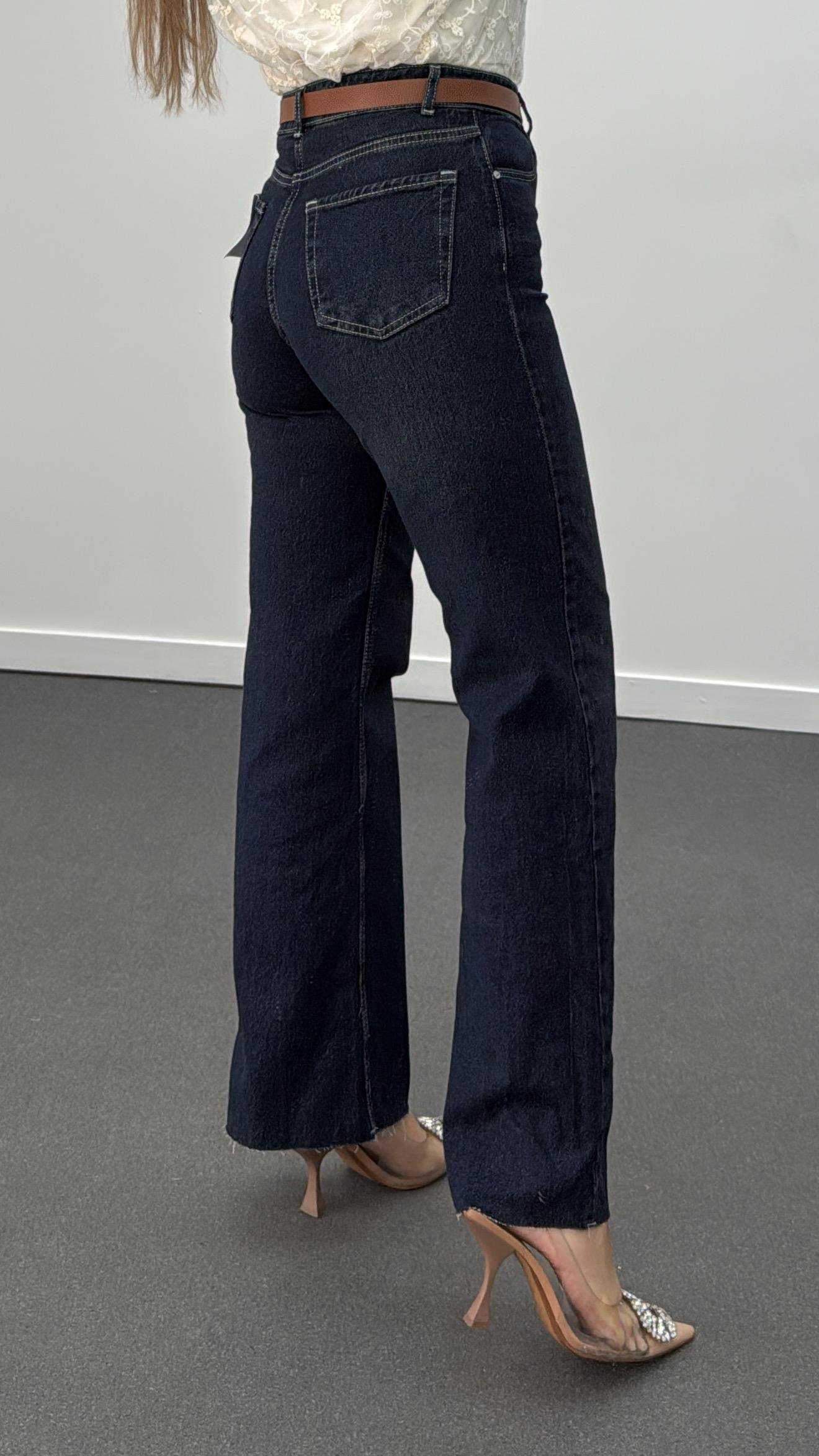 Boston Dark Blue Straight Leg Jeans