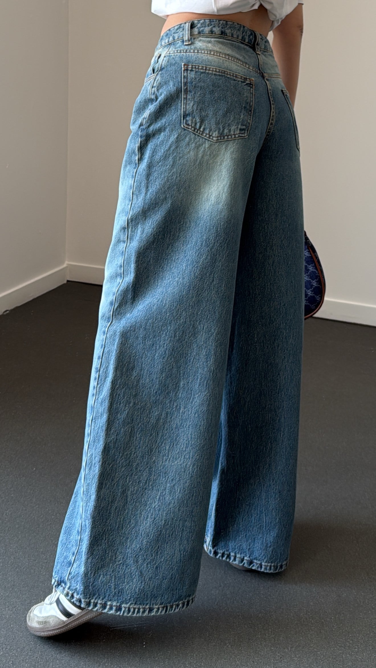 Butter Orta Bel Tint Yıkamalı Wide Leg Jeans