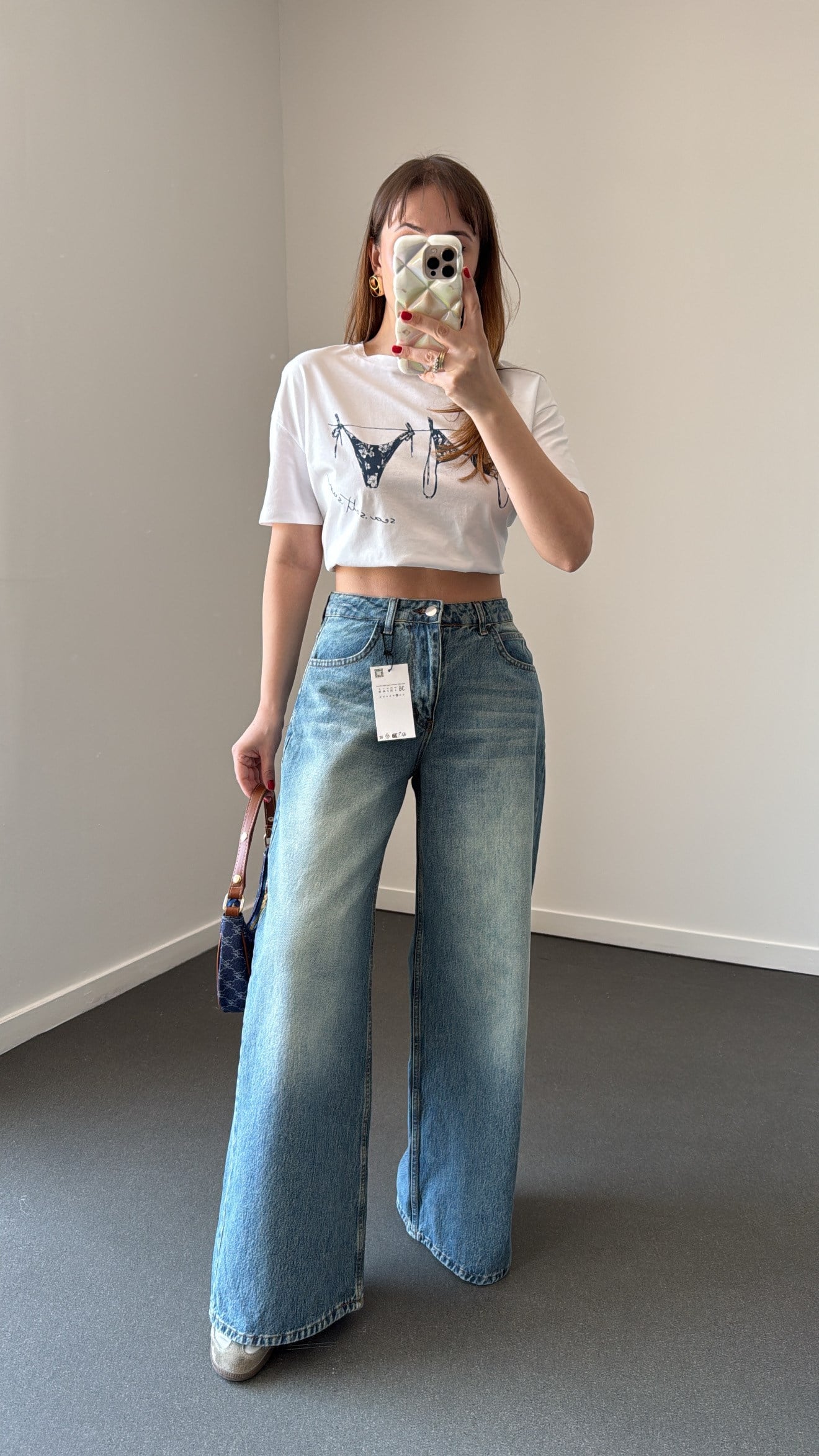 Butter Orta Bel Tint Yıkamalı Wide Leg Jeans